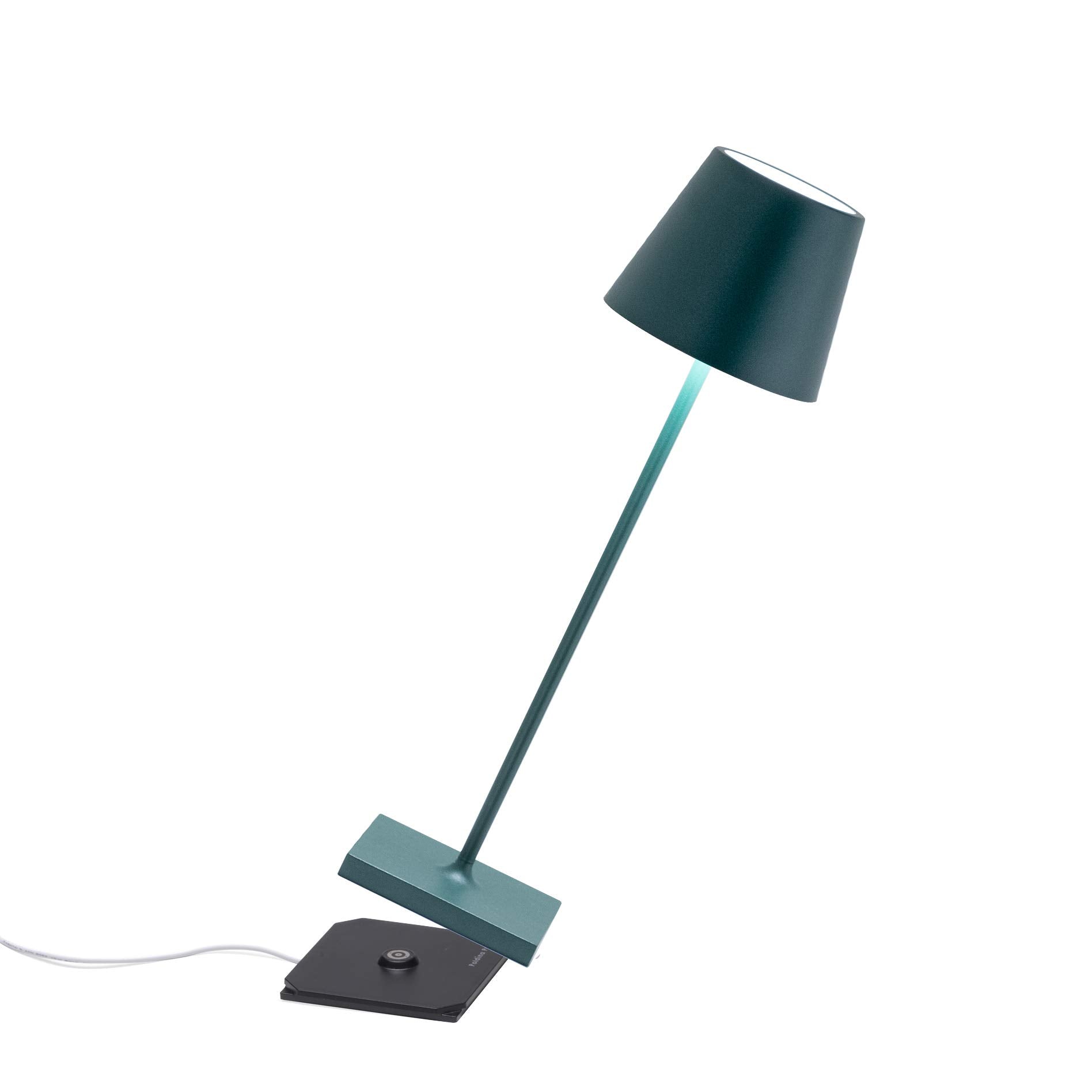 Zafferano Poldina Pro Lamp Rechargeable Cordless Table Lamp 14.9in Dark Green Aluminum
