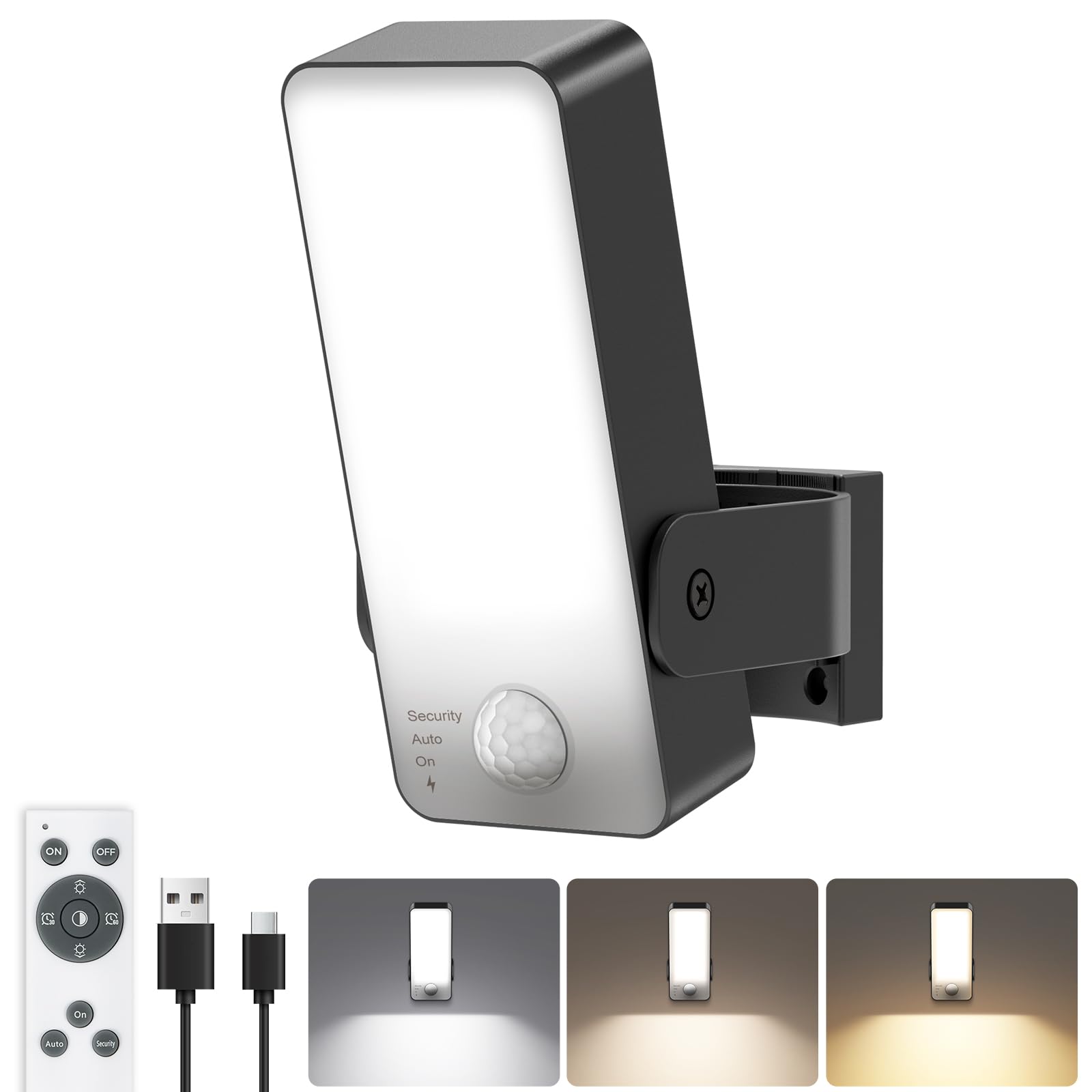 Motion Sensor Outdoor Light, 10000mAh Rechargeable Battery Operated Outdoor Light with Remote 3 Modes & Dimmable 3000-6000K, IP6