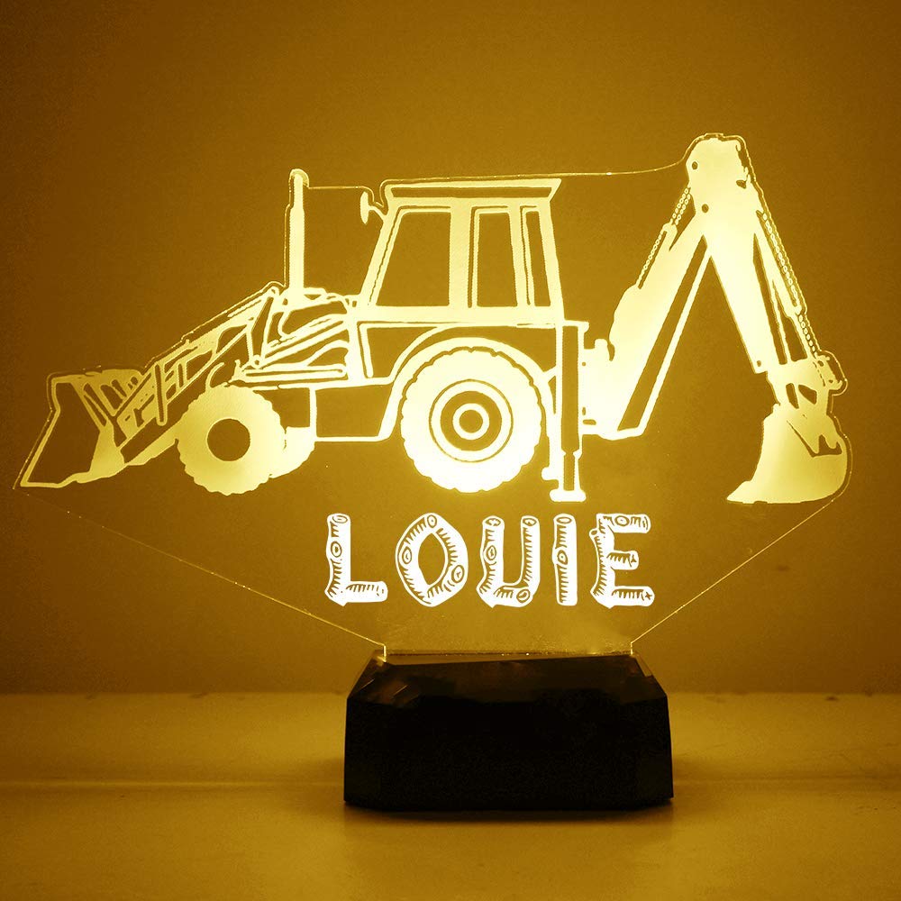 Mirror Magic Store Construction Digger Personalized LED Sign/Lamp with Remote and 16 Changing Colors