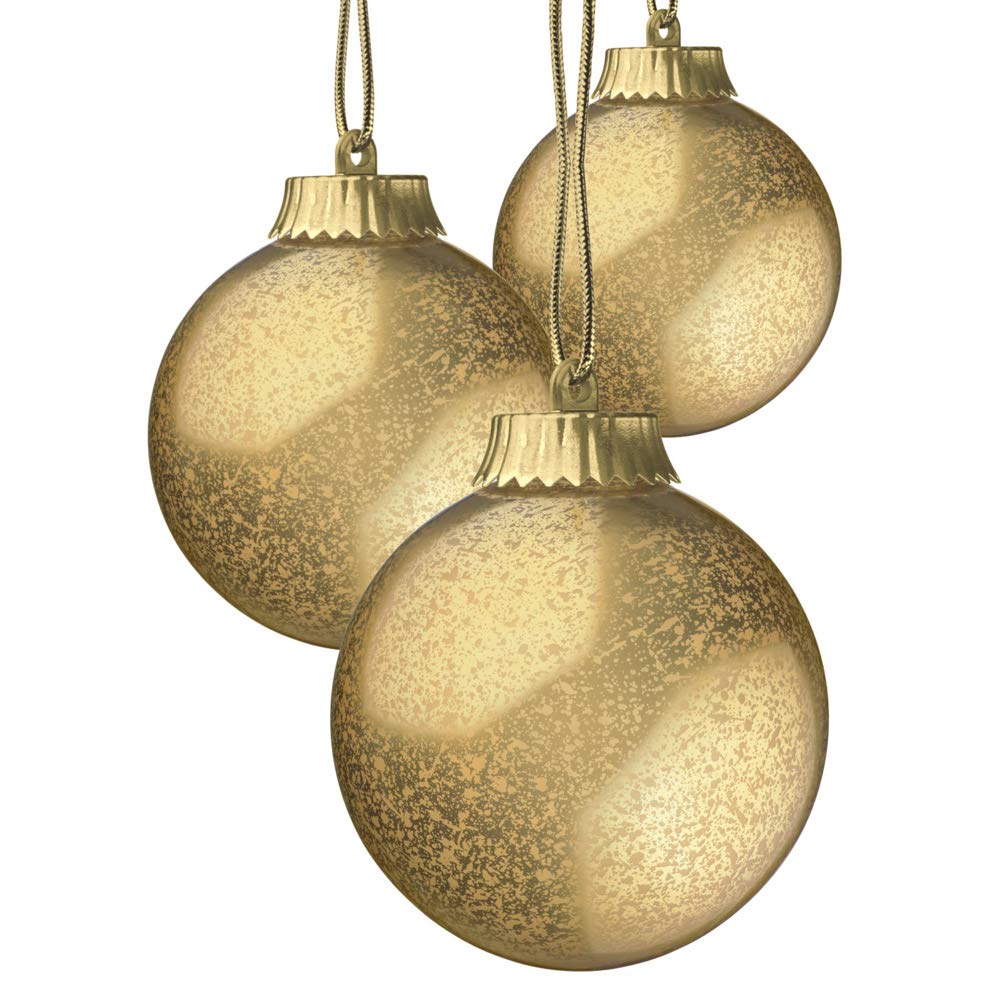 WP550-3 Outdoor LED Ornament, Battery Powered 5 Inch Pulsing Globe Lights with Dusk Sensor (Pack of 3) (Gold)