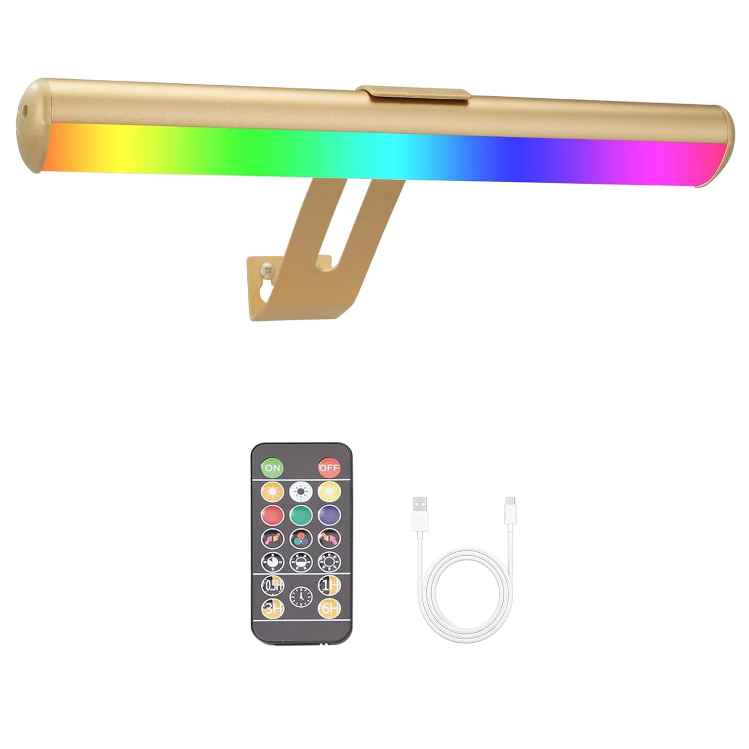 ZOCALOK Picture Light, Battery Operated, 48 LED, Remote Control, 16 Color Changing, Metal, Model Z23-PL-12In, Gold