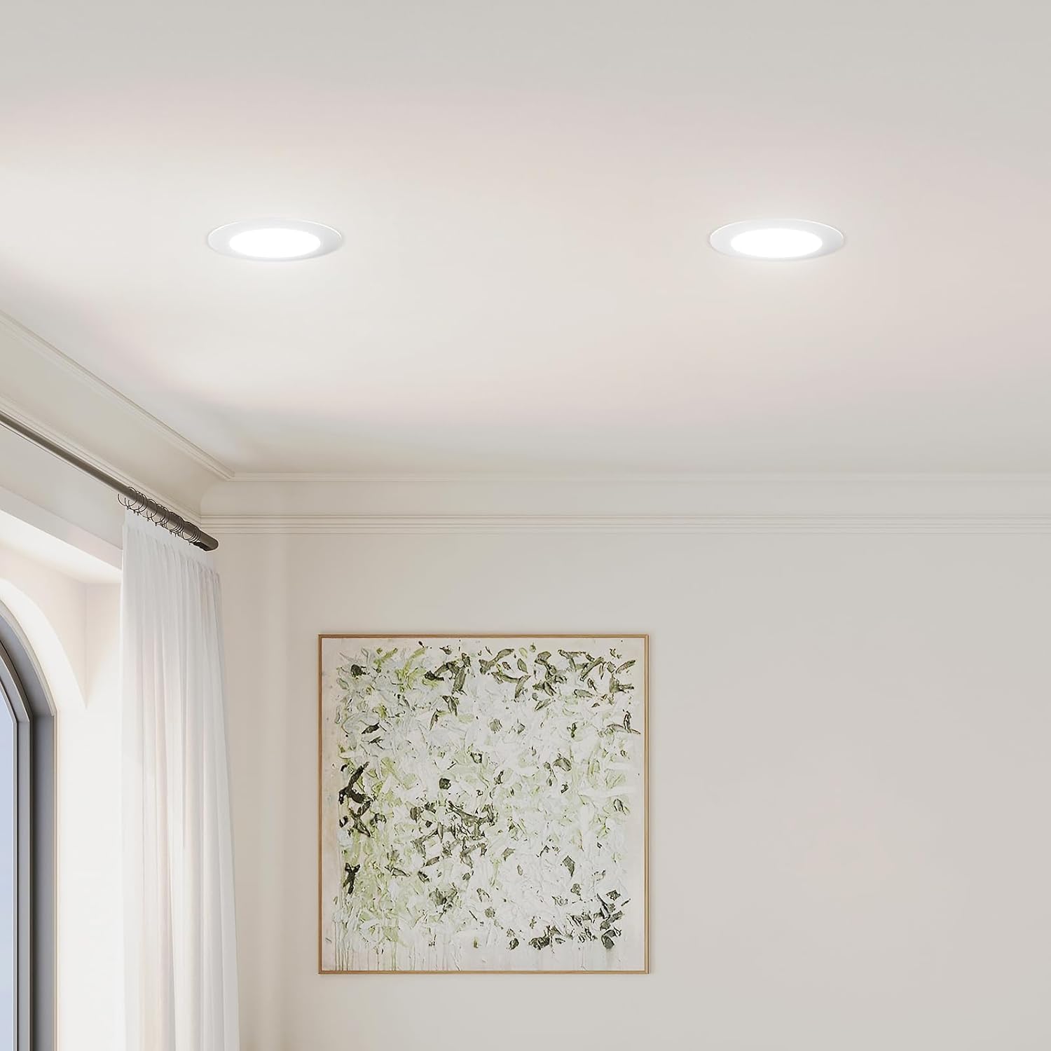 Amico 4 Inch 5CCT Dimmable LED Recessed Lighting 6 Pack, IC Rated, 8.5W, 650LM, White, Model TP120-RT
