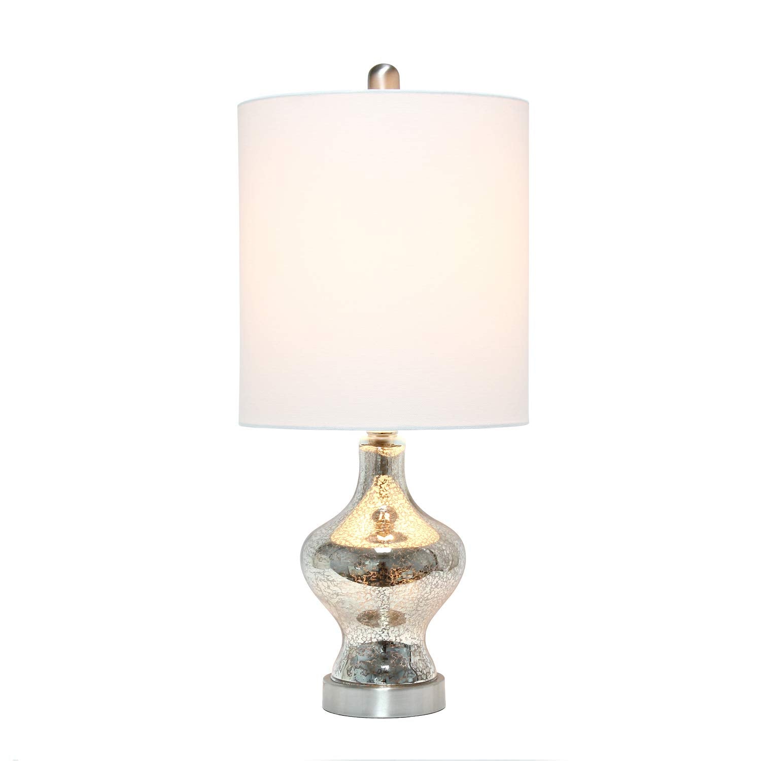 Lalia Home Contemporary Paseo Table Lamp With White Fabric Shade - Mercury
