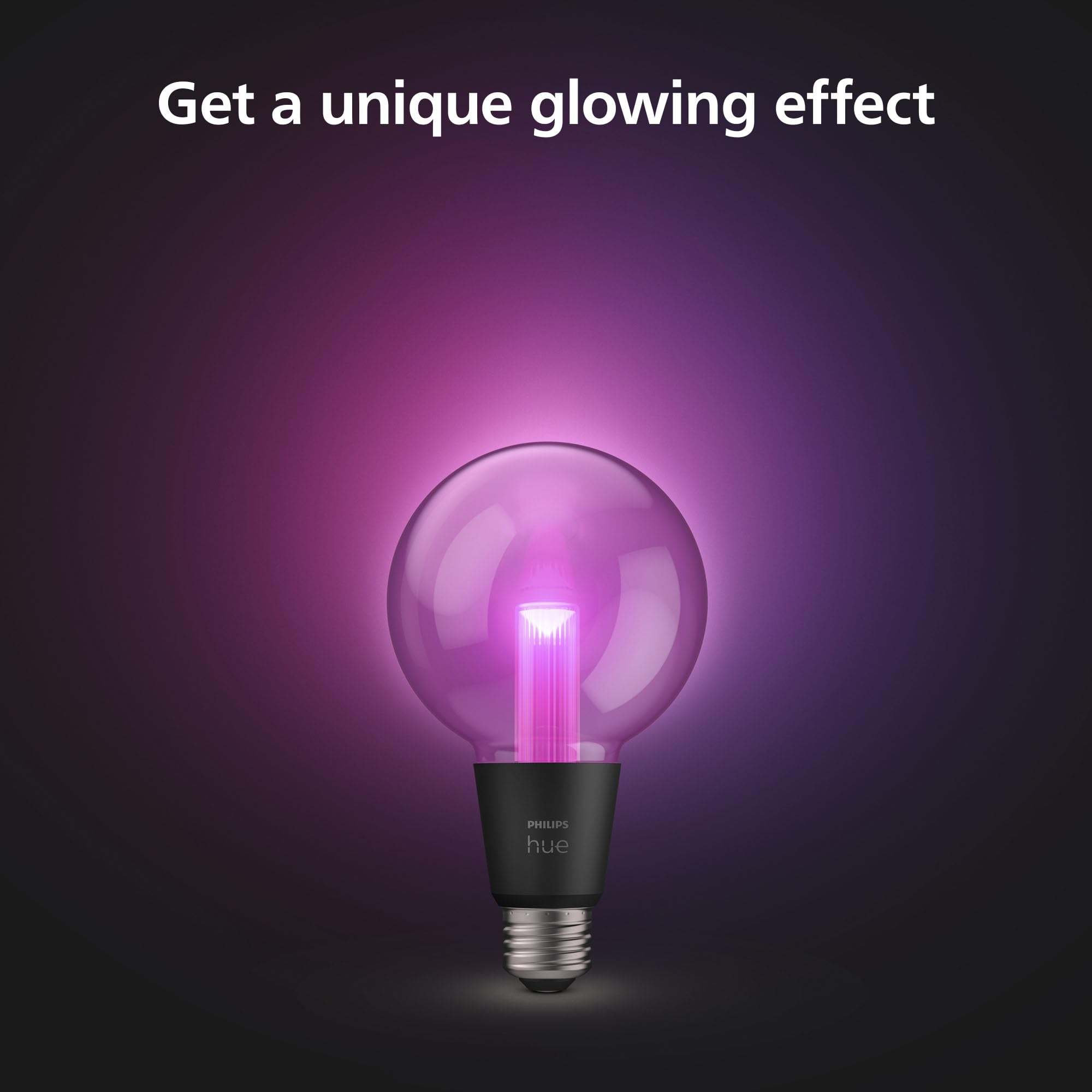 Philips Hue G30 Smart LED Bulb - Handblown Glass, Color Changing, Multicolored, Compatible with Alexa, HomeKit, Google Assistant