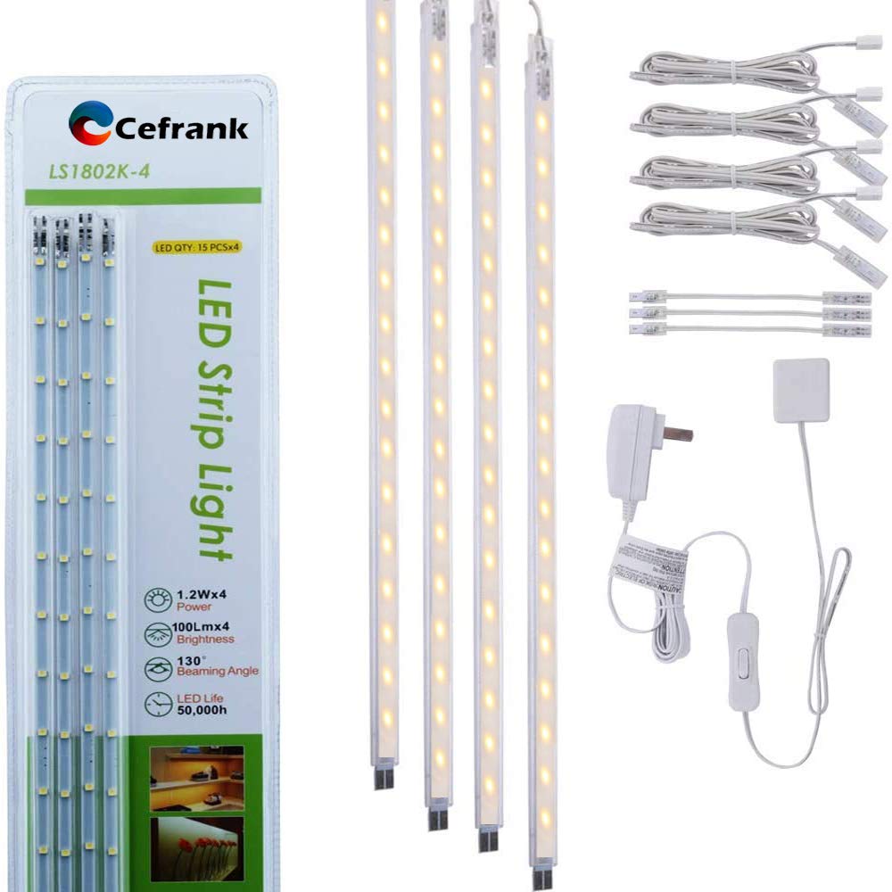 Cefrank 16-Inch Led Display Light Bars - Linkable Slim Strip Kit, Warm White 3000K, Model Ls1803K-40-2, Plug N Play
