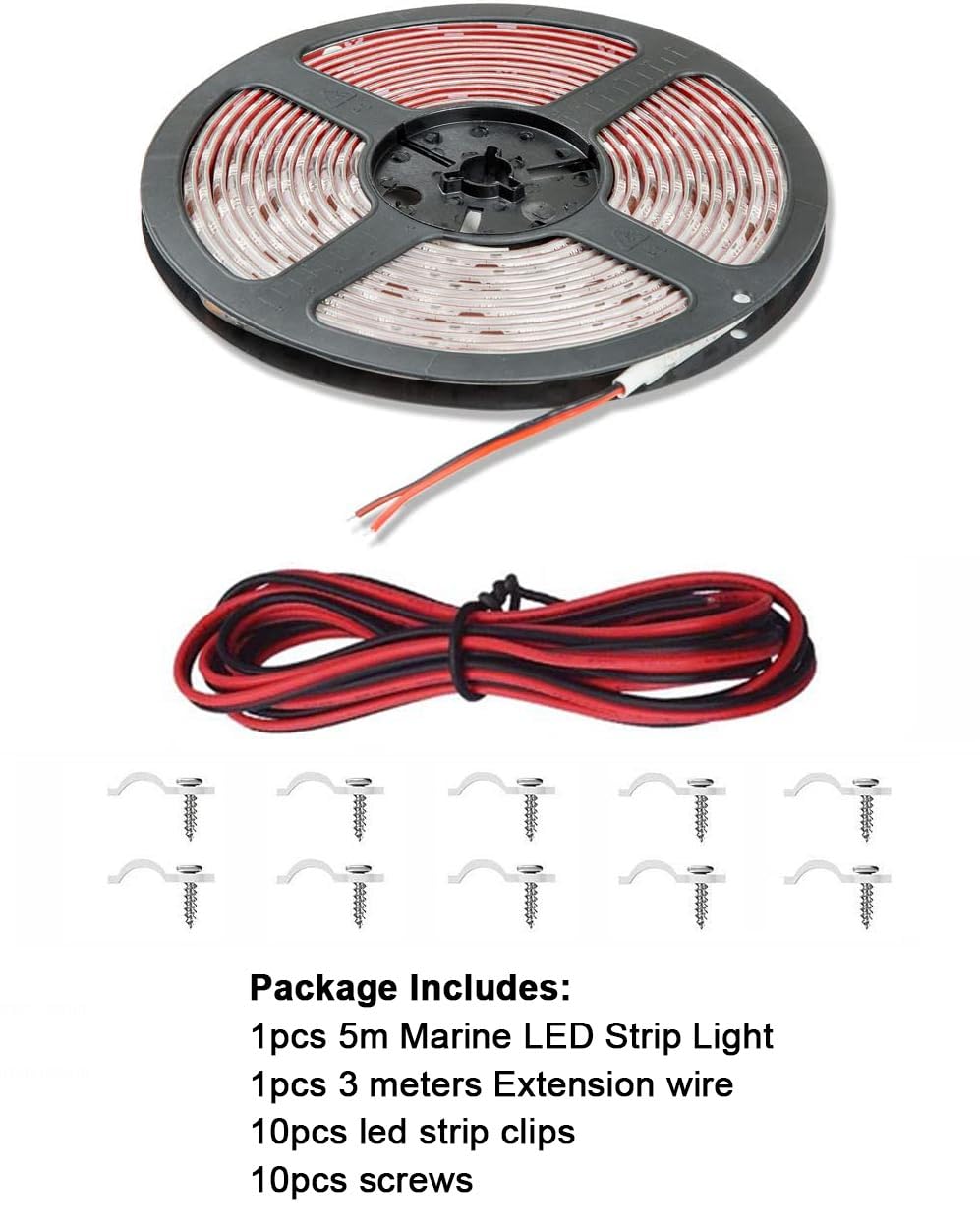 Seaponer Marine LED Light Strip, 12V Flex Lighting for Boat Deck, 5m (16.4ft) Accent & Courtesy Interior Lights for Kayaks & Boats