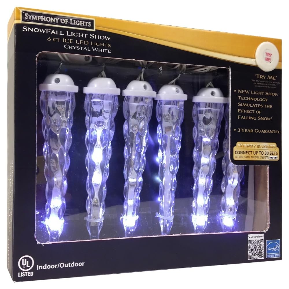 Brite Star 6 Count Snow Fall LED Light Show, Crystal White, 5' Plastic, Model 39-693-00