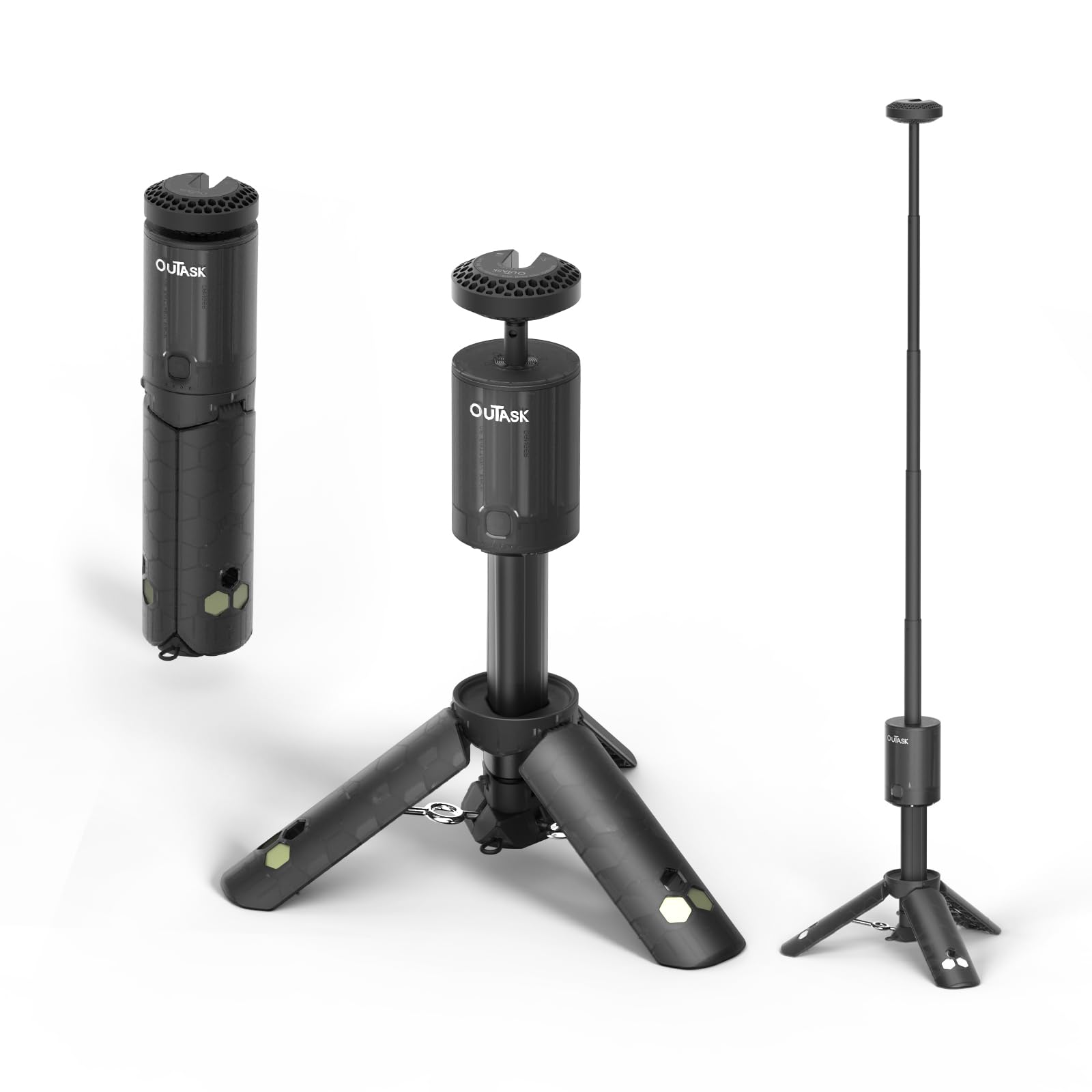 Outask Telescopic Camping Light, 12000mAh Battery, IPX6/IPX7 Waterproof, Black, Model CA-TD-1-OUTASK
