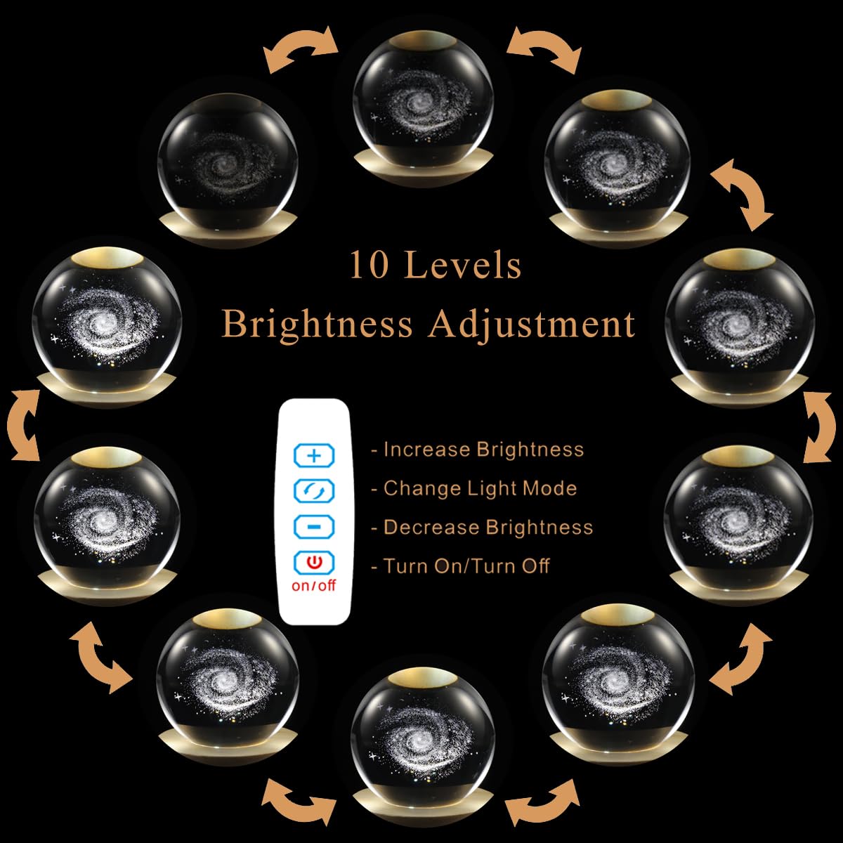 Hochance 3D Solar System Crystal Ball Lamp With Adjustable Brightness Led Wooden Base Night Light For Kids Teens mature-themeds Birthday Gift Home Desk Office Bedroom Decor (6Cm / 2.4 )
