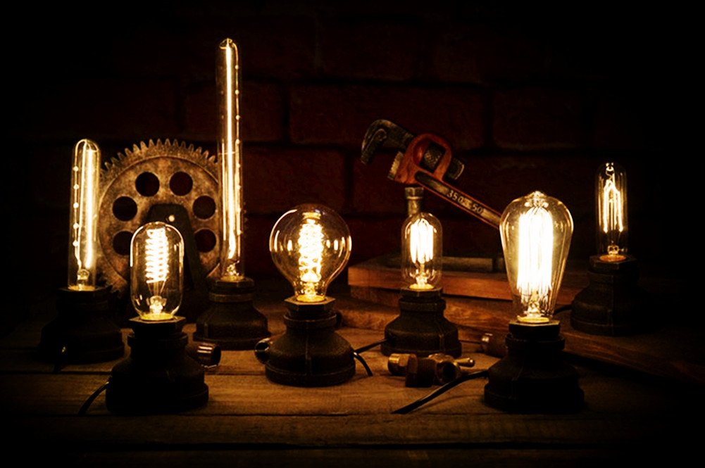 Xihome Vintage American Village Style Desk Light Creative Table Lamp Iron Steel Water Pipe Table Night Lights,Rustic Loft Indust