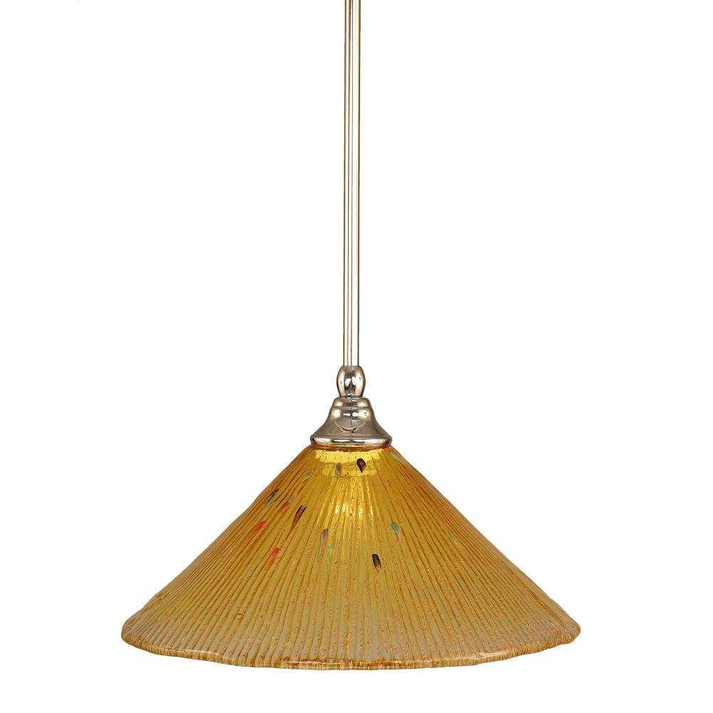 Toltec Lighting 23-Ch-774 Stem Mini Pendant With Hang Straight Swivel With 12&quot; Gold Champagne Crystal Glass, Chrome Finish