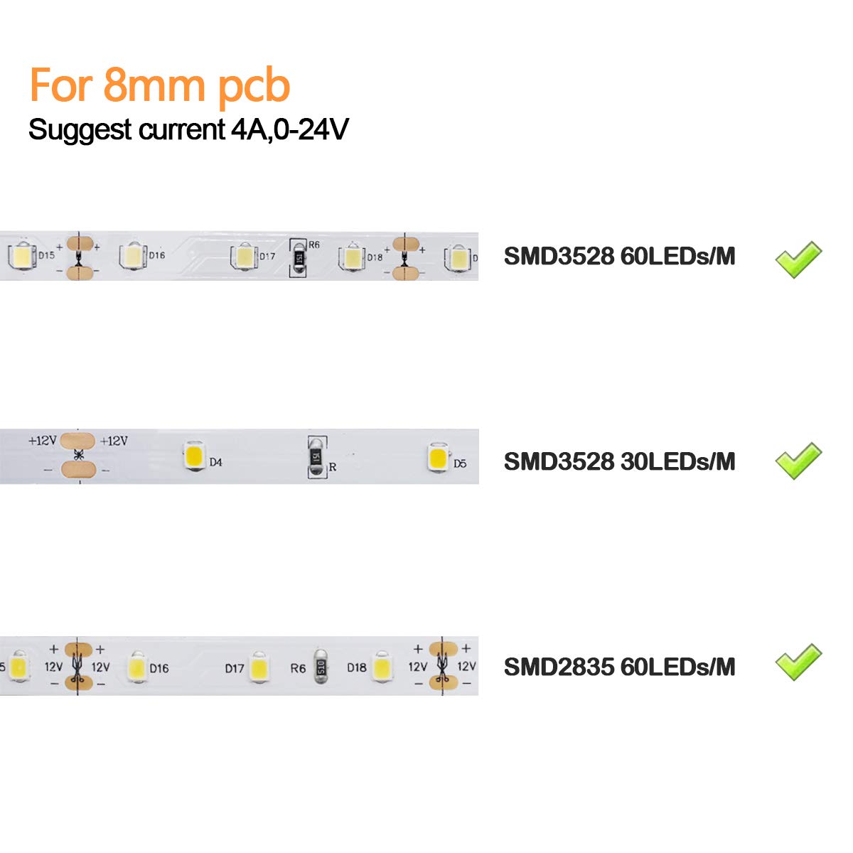 Lightingwill 10Pcs/Pack Strip To Strip With Wire Solderless Snap Down 2Pin Conductor Led Strip Connector For 8Mm Wide 3528 2835
