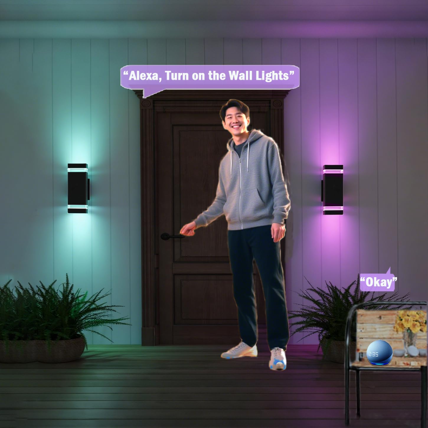 rosykite Mi.Light RF Remote Control LED Wall Light, RGB+CCT, 3 Pack, Aluminum, 2700K-6500K, Outdoor Lighting