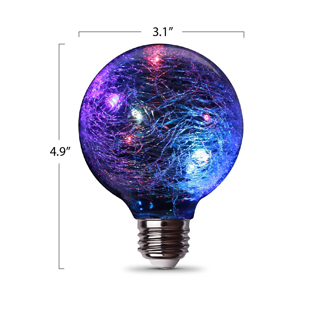 Feit Electric G25 LED Light Bulb, 1W Decorative Fairy  le Glass, Multi-Color, 4.9in H x 3.1in D, Model FY/G25