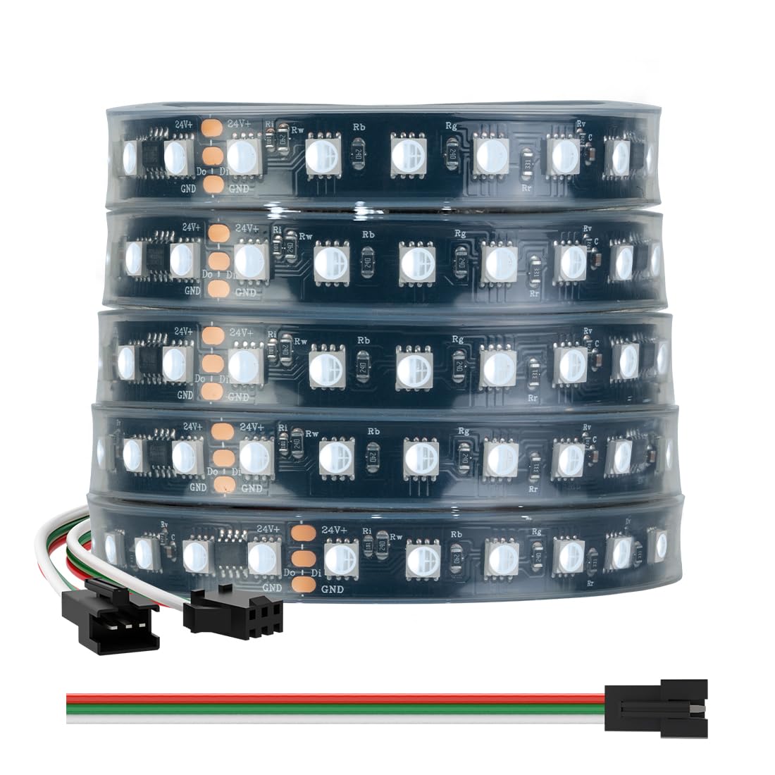 BTF-LIGHTING WS2814 IC RGBW RGB+Cool White(Similar WS2812B) DC24V 16.4FT 84LED/m 14pixel/m 4 Colors in 1 Dream Color Addressable