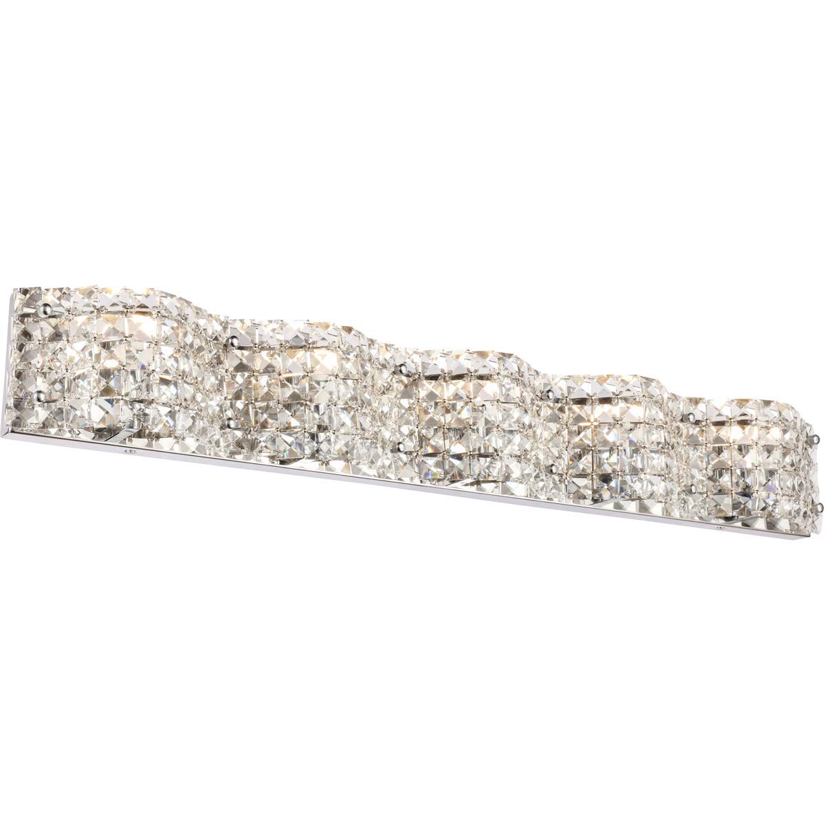 Living District Ollie Mid-Century Modern 5 Light Entryway and Bathroom Wall Sconce in Chrome and Clear Crystals