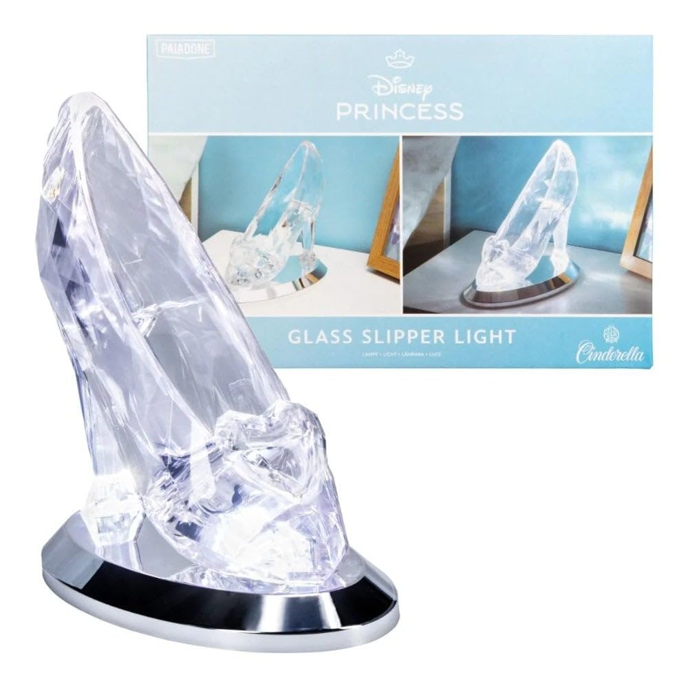 Paladone Cinderella Glass Slipper Light Officially Licensed Disney Princess Night Light  Magical Glow Mode and Standard Lighting  Collectors Gift