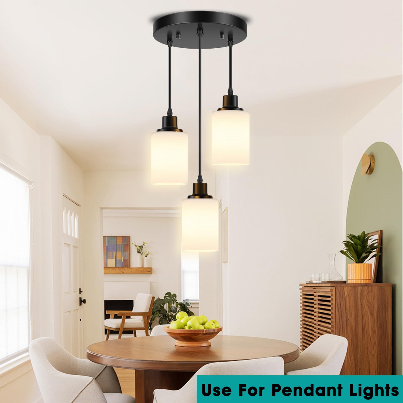 Asnxcju 3-Pack White Glass Shade Replacement, Cylinder Light Fixture Cover, 5.4In Height, 3.94In Diameter, 1.69In Fitter, White