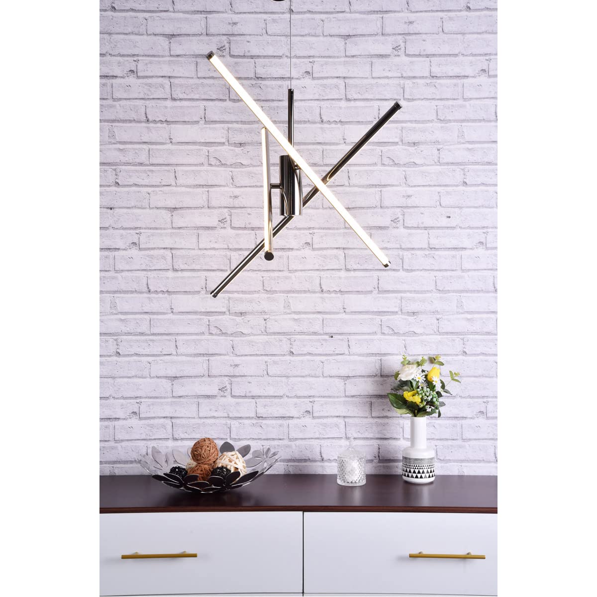 Elegant Lighting Living District Sonya 3-Light Modern Aluminum Pendant in Polished Nickel