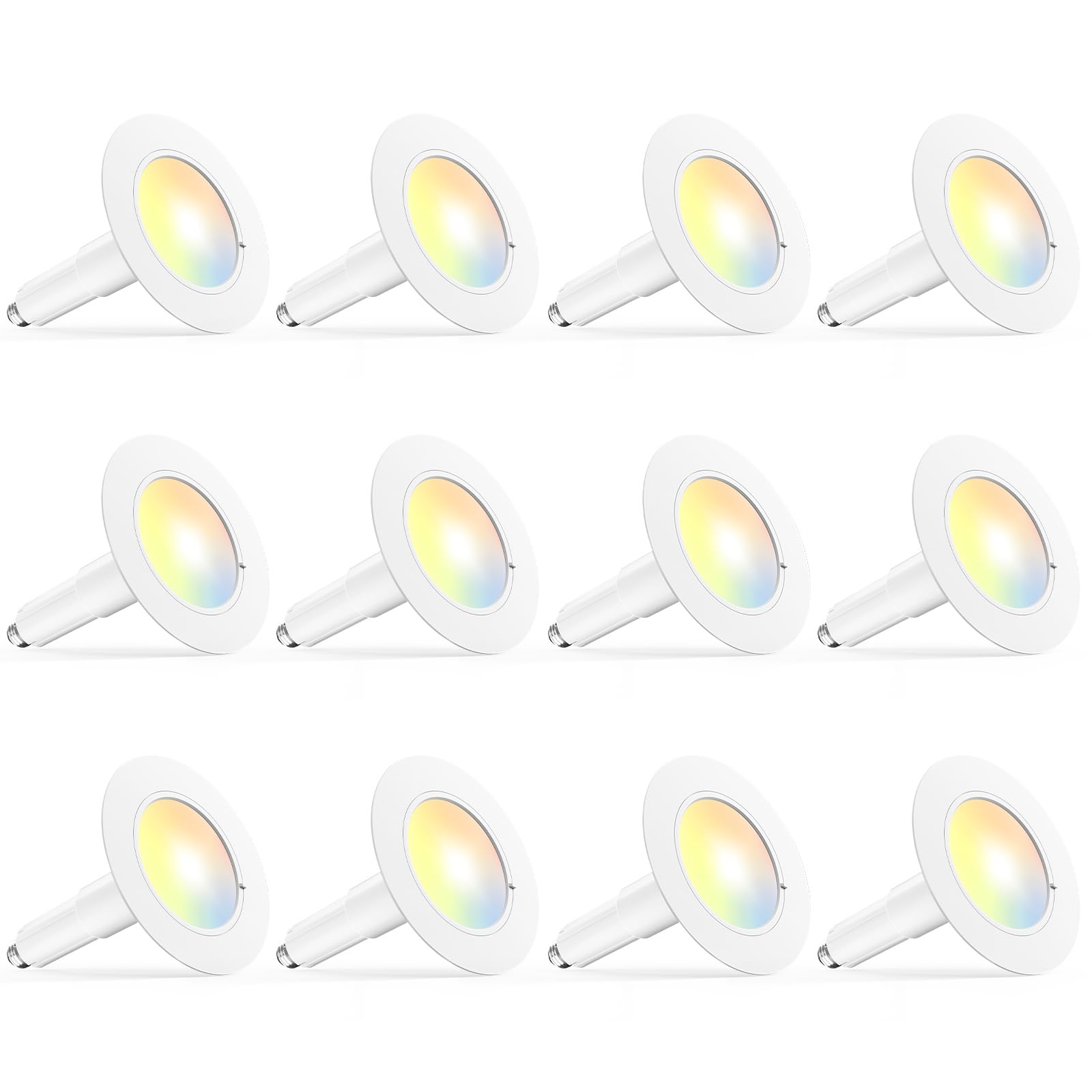 Amico 5/6 inch 5CCT LED Recessed Lighting 12 Pack, 12W=100W, 950LM Adjustable Can Lights, 2700K/3000K/4000K/5000K/6000K Selectab