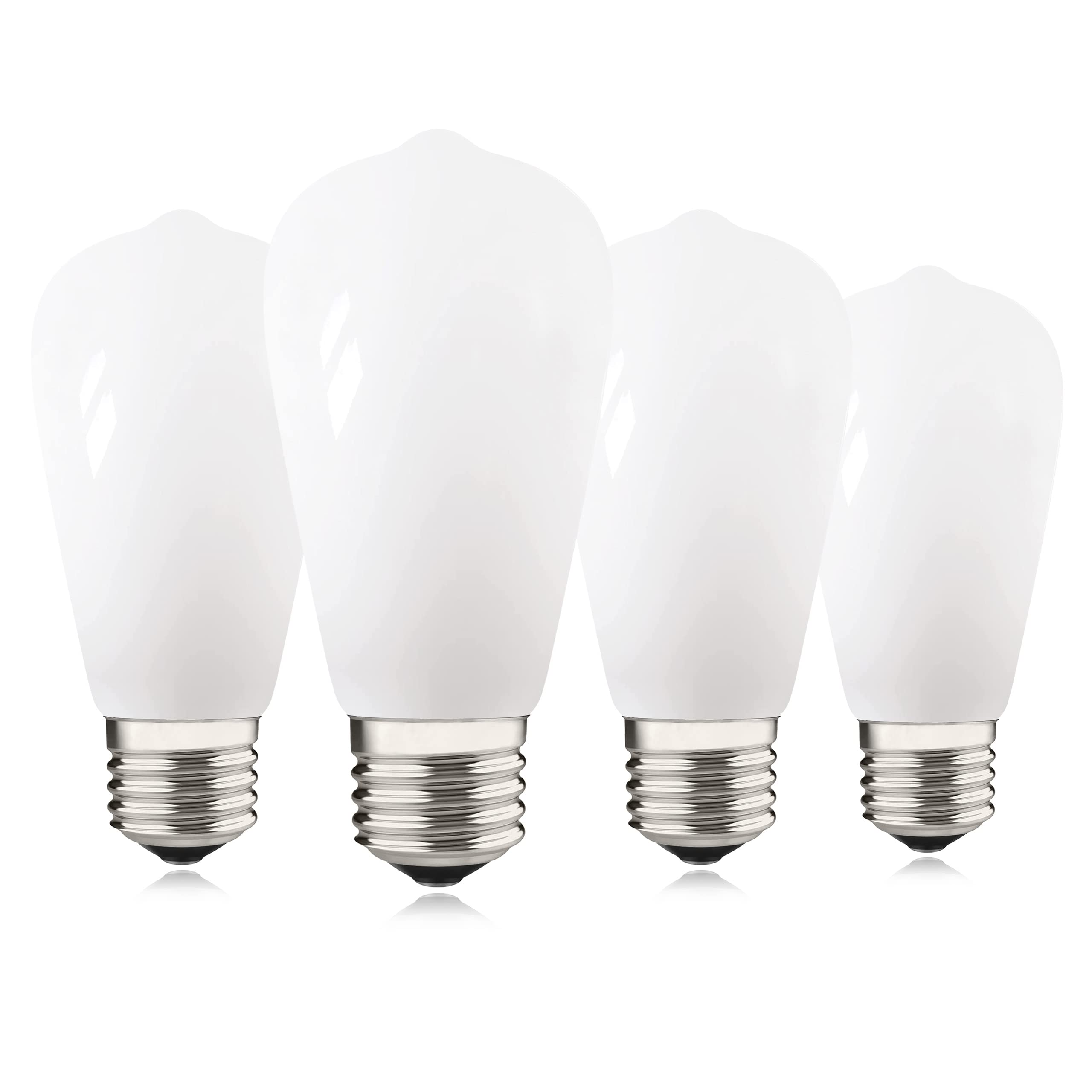 LUMILECT Dimmable Milky ST64 Edison Light Bulb 25W Equivalent, Soft White 3000K, E26 Standard Base LED Invisible Filament Bulb, 