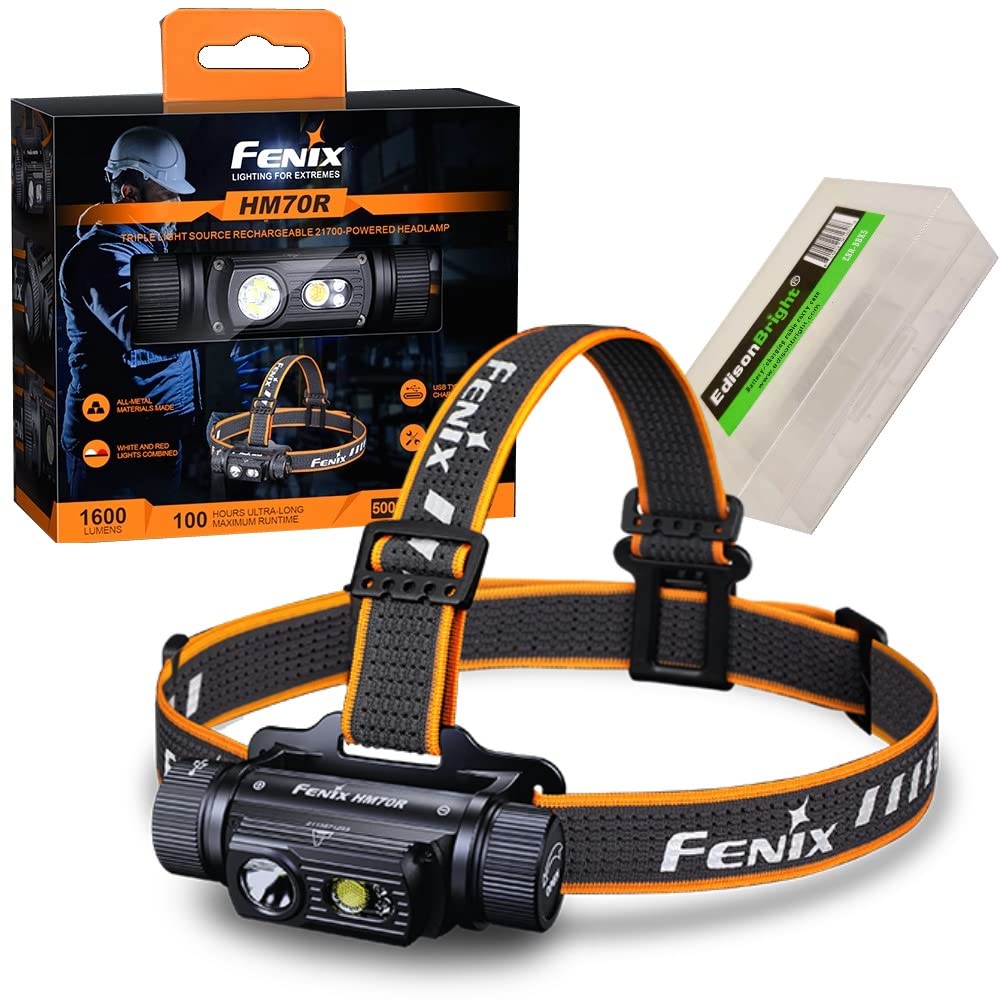 Fenix HM70R Headlamp 1600 Lumen Rechargeable White/Red LED Aluminum Model FEN-HM70R-BBX5