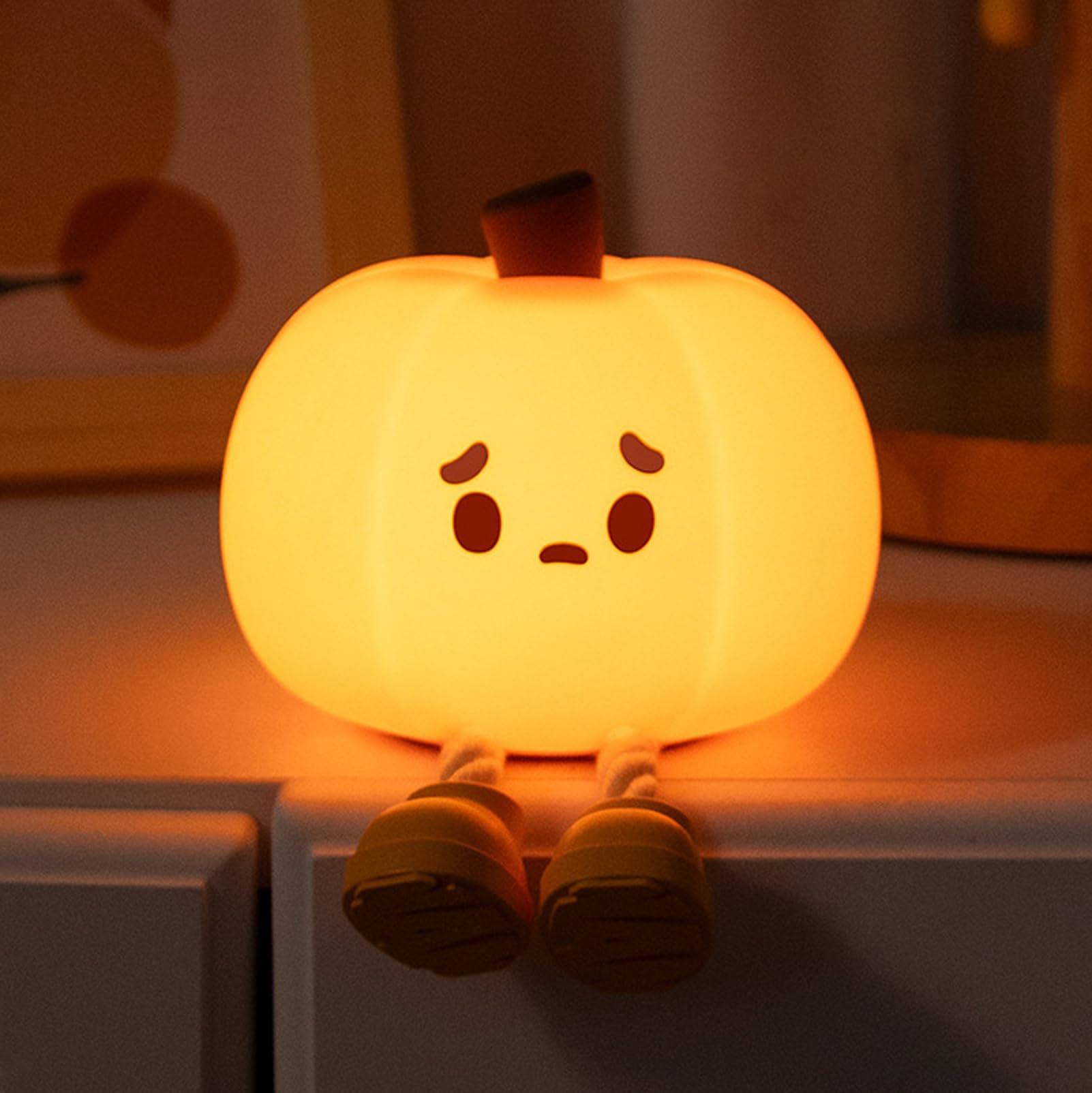 Hpydiy Pumpkin Night Light Orange Pumpkin Soft Silicone ChildrenS Night Light With 3-Gear Brightness Adjustment Rechargeable Room Decor And Ideal Gift