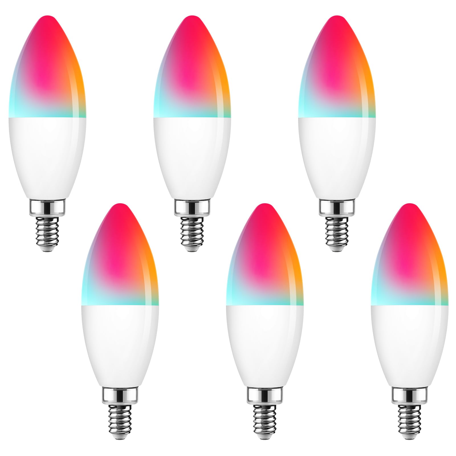 E12 Smart Light Bulbs Compatible With Alexa/Google Assistant/Smart Life, Wifi Chandelier Candle Candelabra Rgbcw Color Changing 