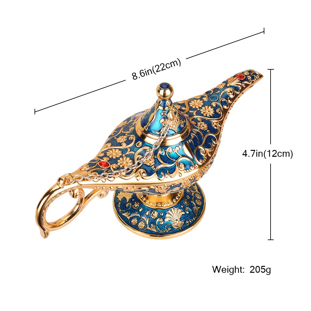 Anqia Vintage Aladdin Genie Lamp - Zinc Alloy Decor, Blue, 10 Arabian Jewelry Box For Home Party & Wedding