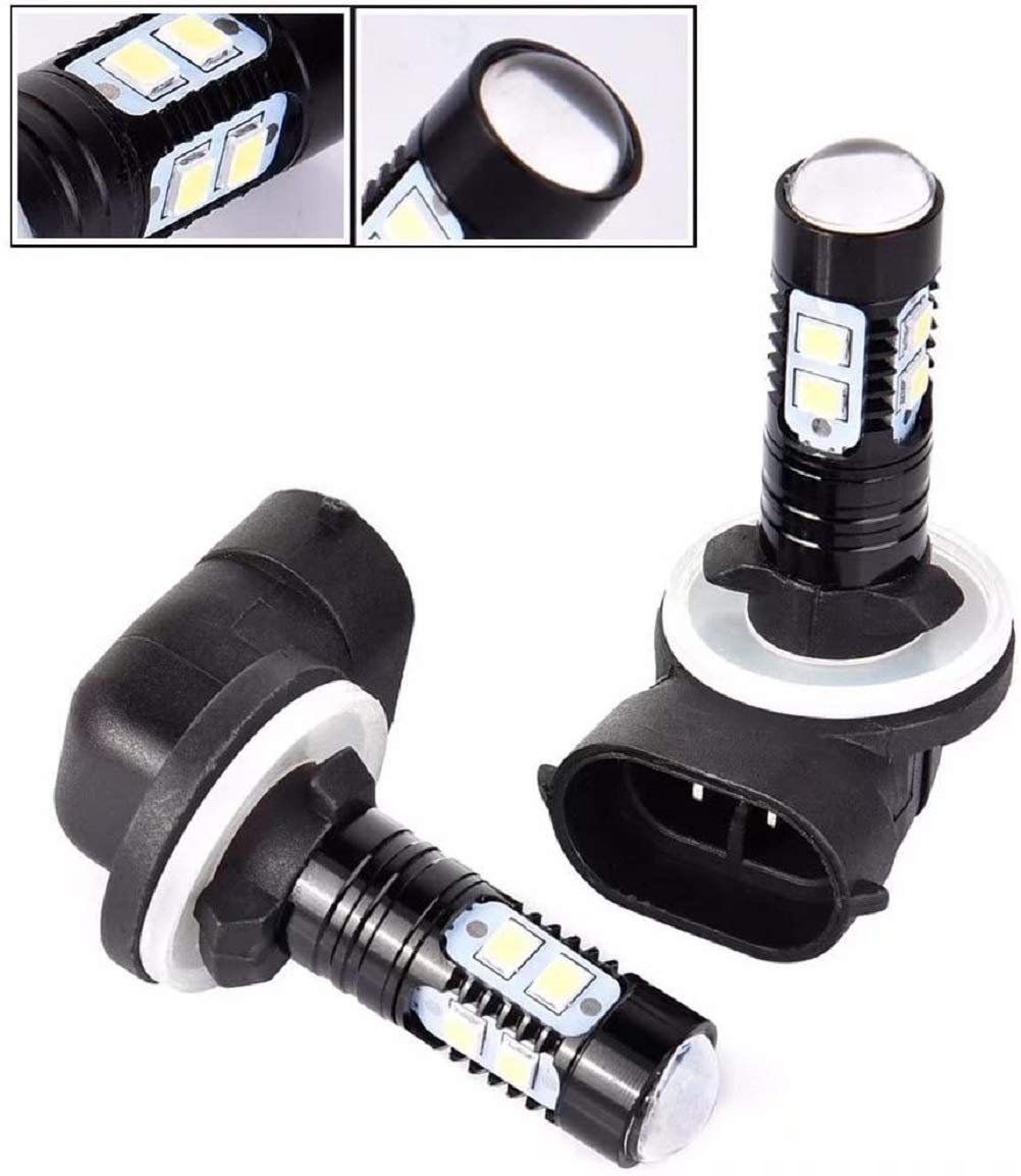 JahyShow 50W LED Fog Light Bulbs, 6500K Cool White, 2 Pack, Fits 881 889 862 886 894 896 898, Aluminum