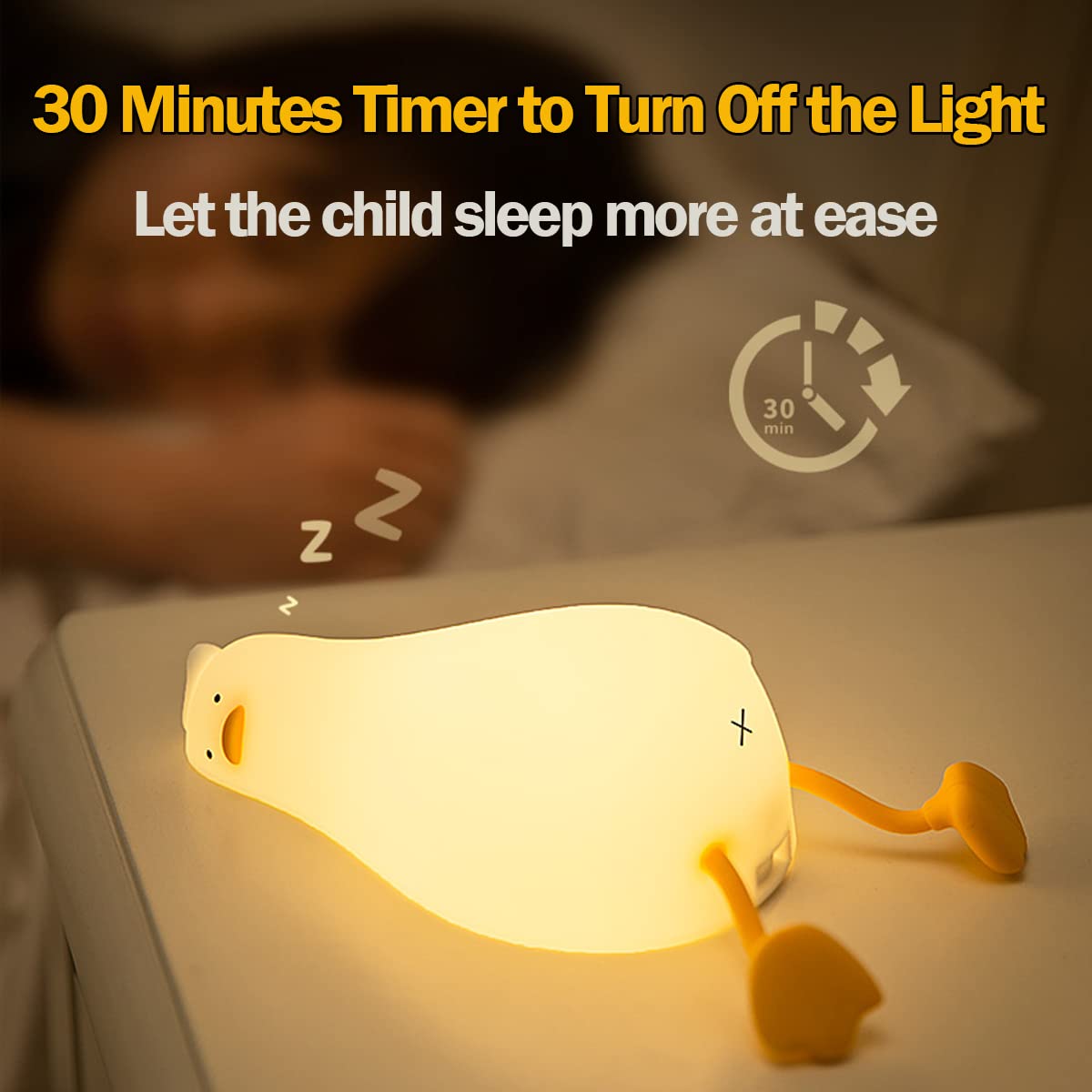LEDHOLYT Night Light for Kids, Rechargeable Fun-Duck Silicone Lamp, Model Tang-Ya, Cute Nursery Decor for Boys and Girls