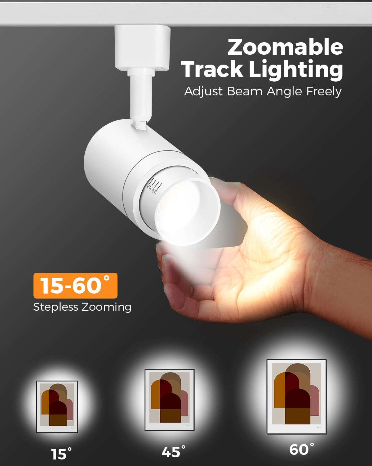 Tuyubee 5 Color Zoomable Led Track Lighting Kit With 6.6Ft H Track Rail & Canopy Connector, Modern Kitchen Fixtures, 12W White L