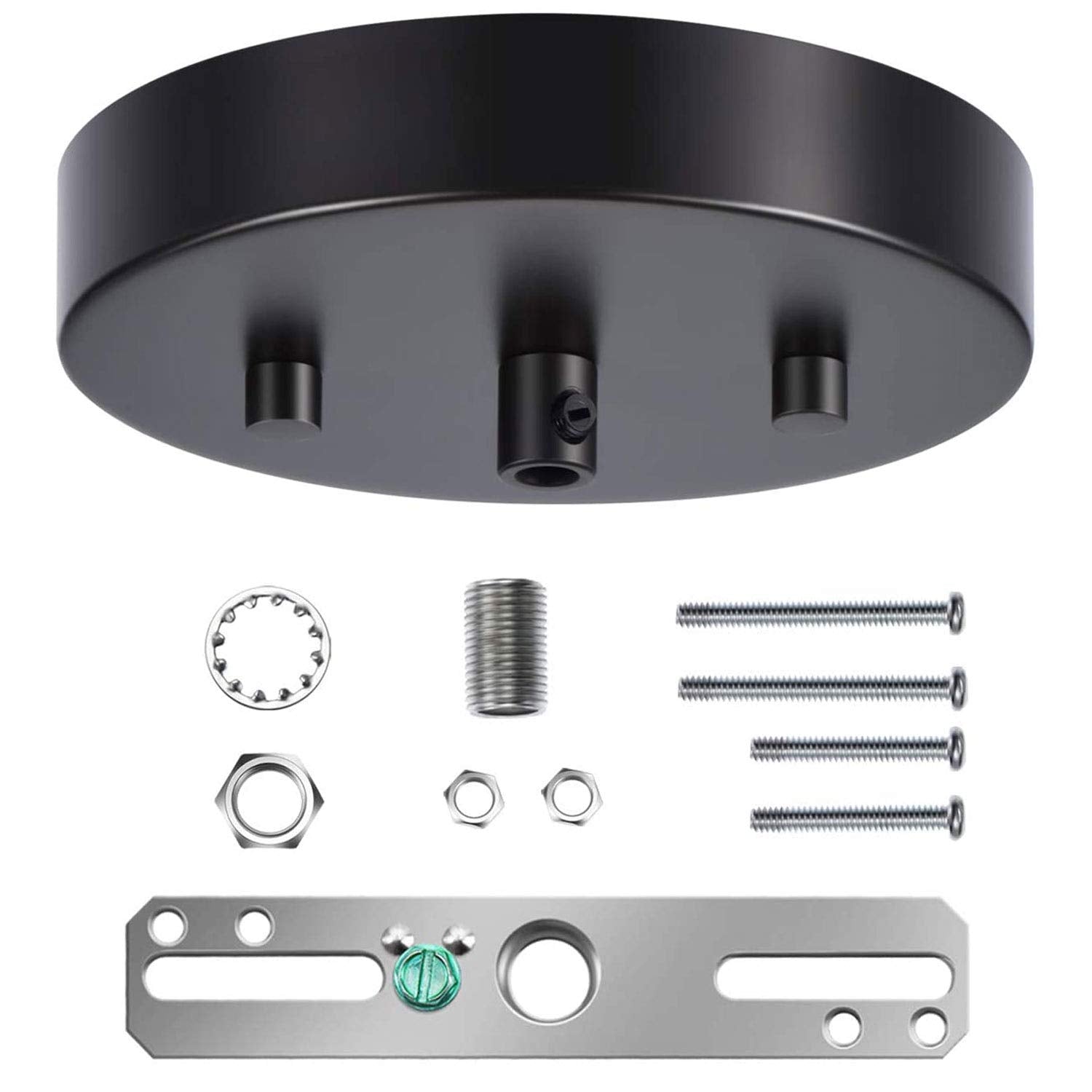 Canomo Ceiling Lighting Canopy Kit, Black Metal Pendant Light Plate Cover, 5.125 Inch, Includes Mounting Hardware