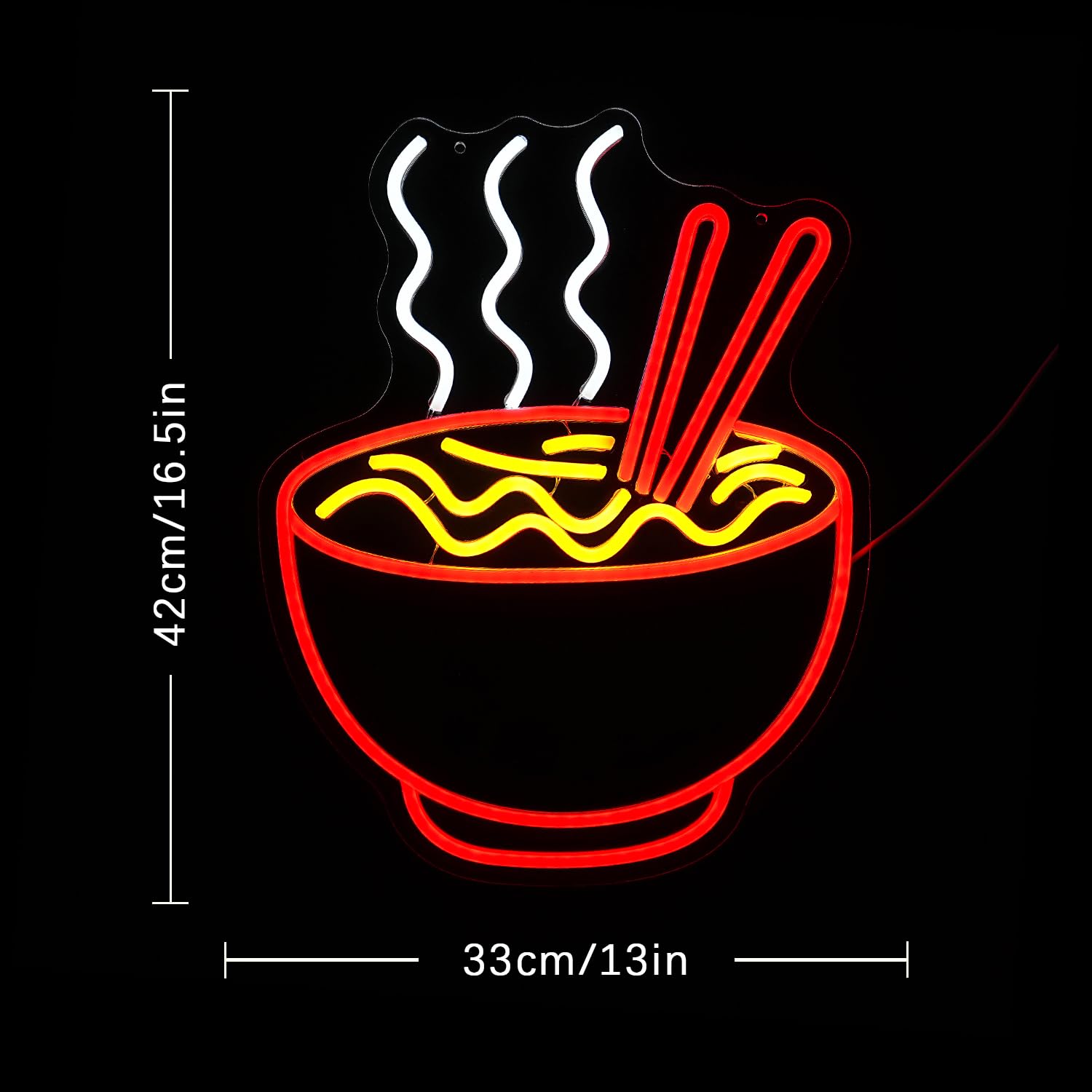 LULANMP Ramen Neon Sign - Dimmable LED Wall Light for Home Bar, Kitchen, Cafe - Red Acrylic, 16.5'' x 12.9''
