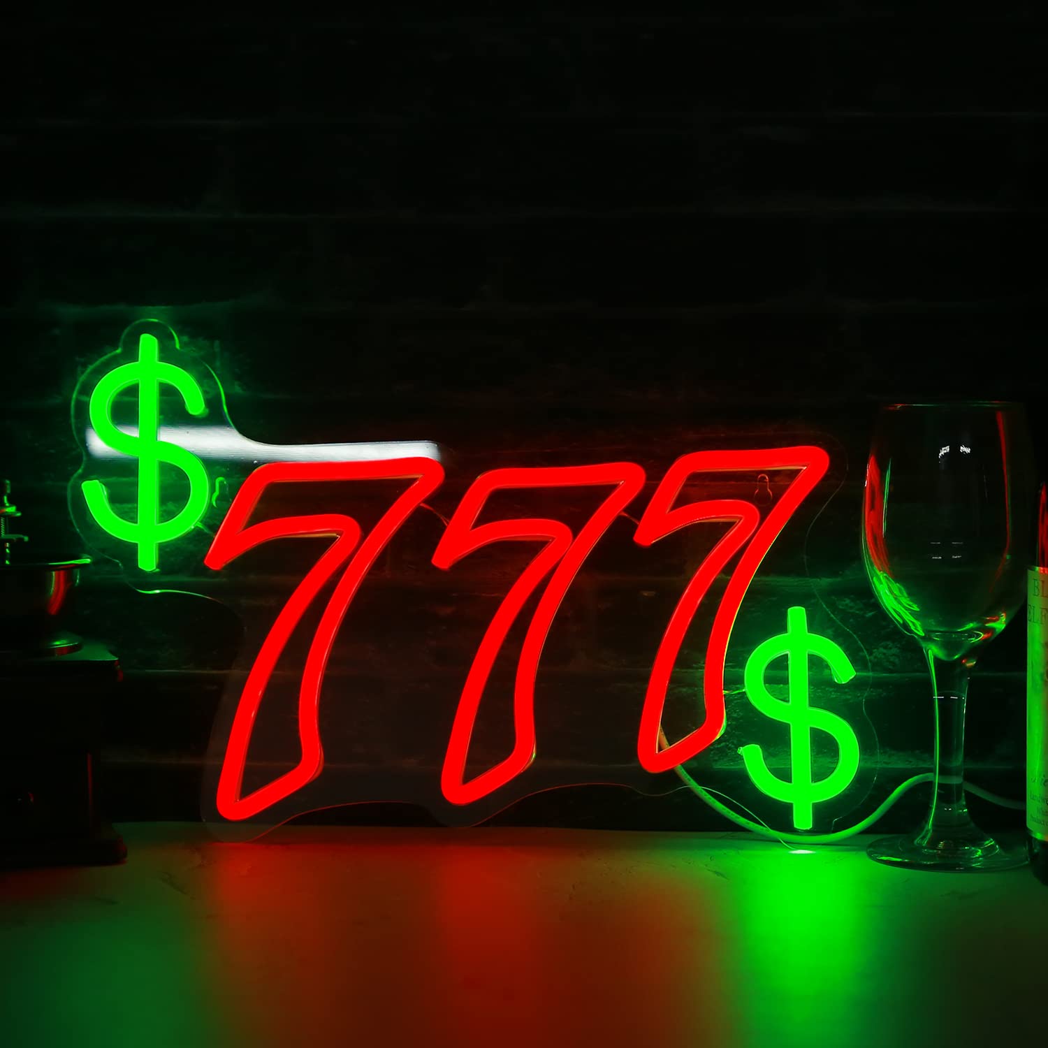 Lucky Seven Neon Sign Usb Powered For Room Decor, Led Neon Light Dimmable Gaming Neon Sign For Bar Party Casino Wall Art Game Room Man Cave Decoration 14.4 * 9.7 Inches