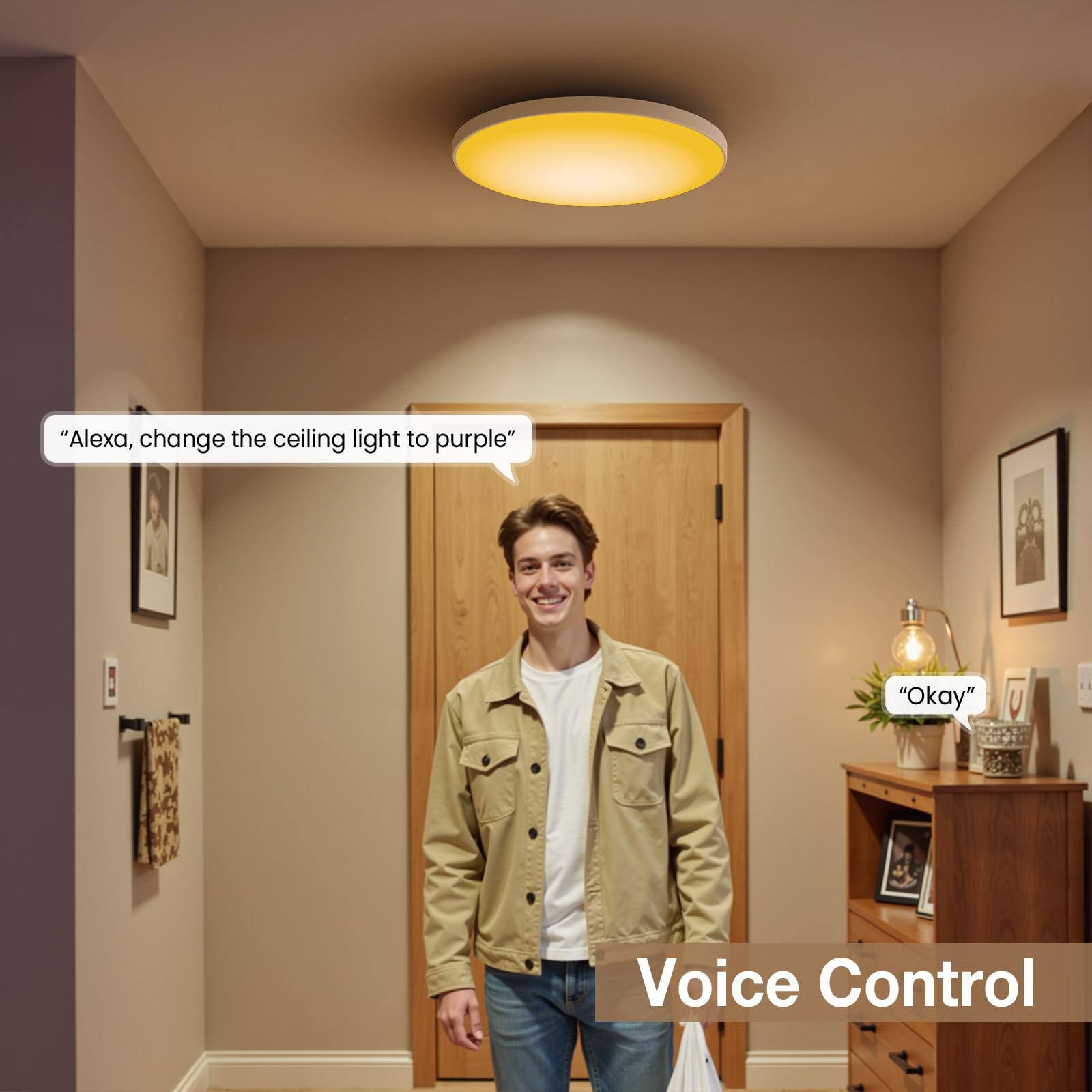 PKBD Smart Ceiling Light, 12 Inch RGB LED, Remote Control, 2200K-6500K, Ultra-Thin, 2 Pack, White, Model ZJ-BWCLAH