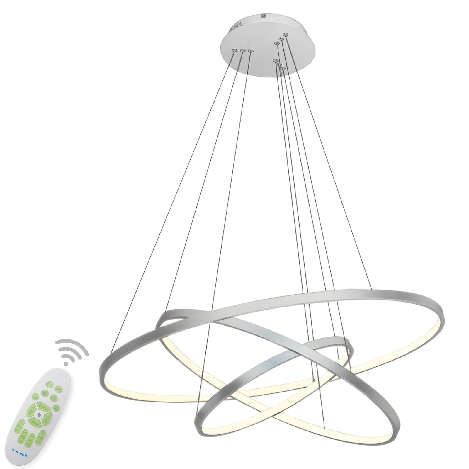 LightInTheBox Modern LED Chandelier 3 Ring Chandelier Dimmble with Remote Control Circular Dining Ceiling Pendant Light for Dinn