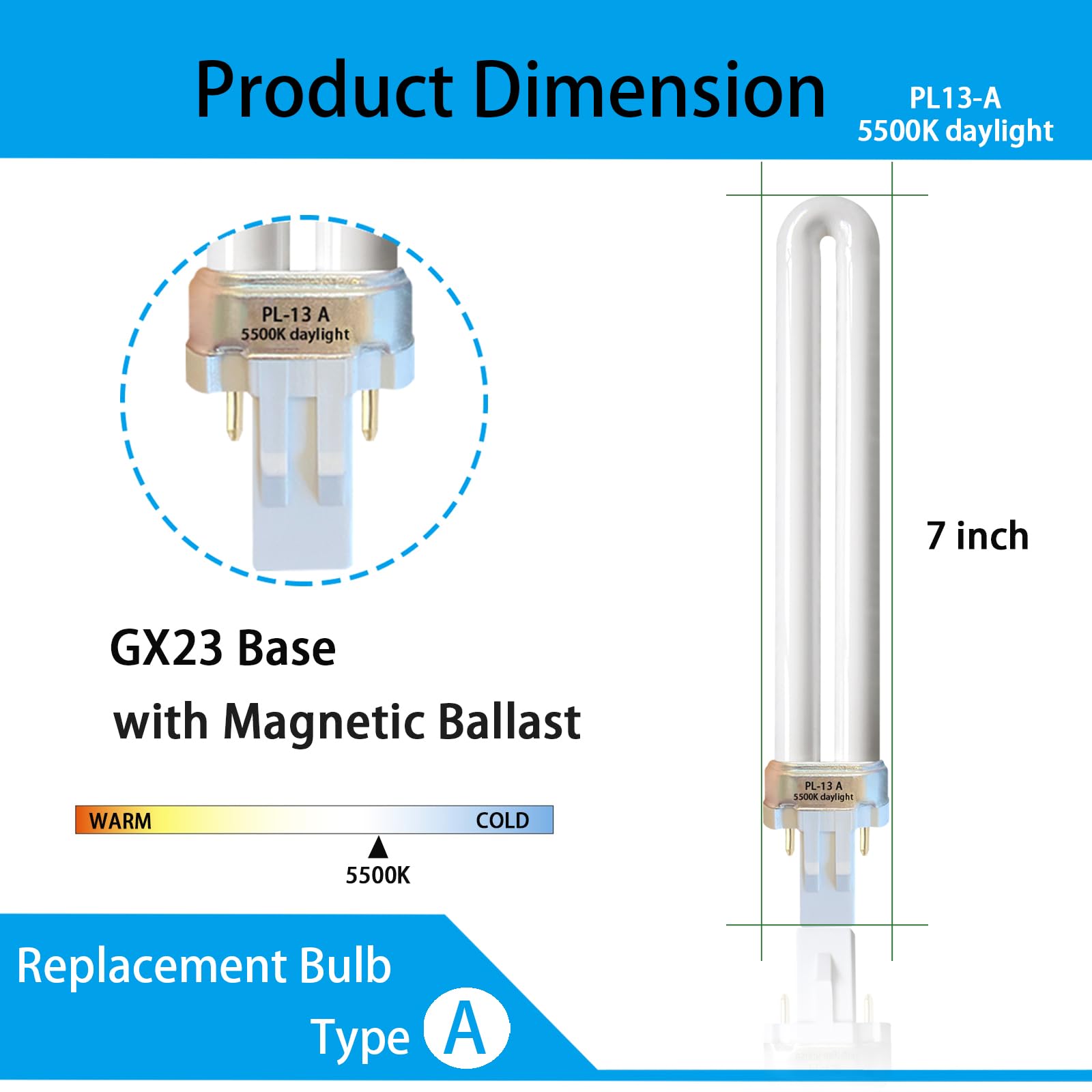 Ignixlite Pl13-A-Ffp 13W Type A Fluorescent Light Bulb With Magnetic Ballast,Replace For Ottlite Lamps Purchased Before 2008,T13