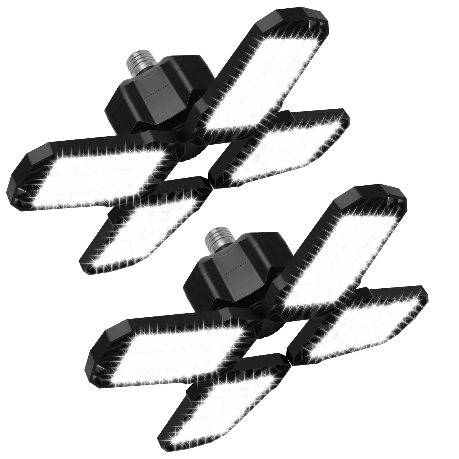 AUDLES 2 Pack LED Garage Light, 150W 15000LM, 6500K, E26/E27 Bulb Socket, Black