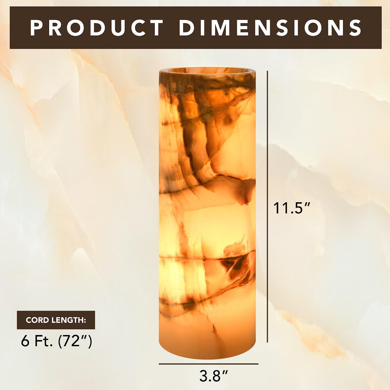 Umaid Onyx Marble Table Lamp - Dimmable, Warm Amber Glow, Unique Home Decor For Office & Bedroom