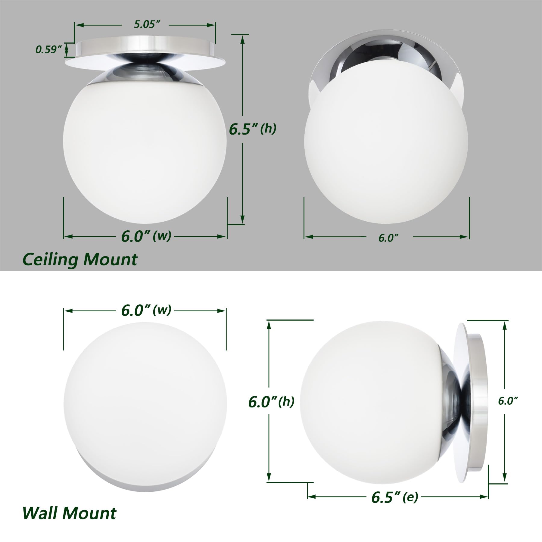 Wall Sconces, 1 Light Modern Globe Sconce, Wall Light For Bedroom Bathroom Living Room & Hallway Vanity Lighting, Ceiling Light