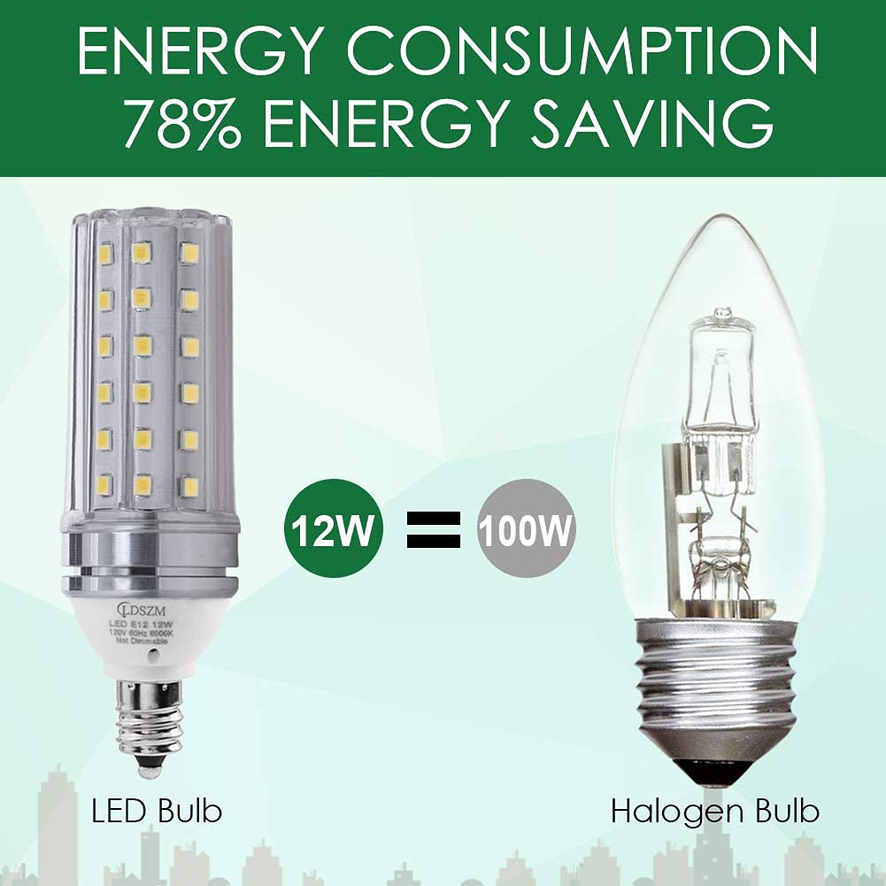 Ldszm E12 Led Bulbs 12W 100W Equivalent 1200Lm 6000K Daylight Pack Of