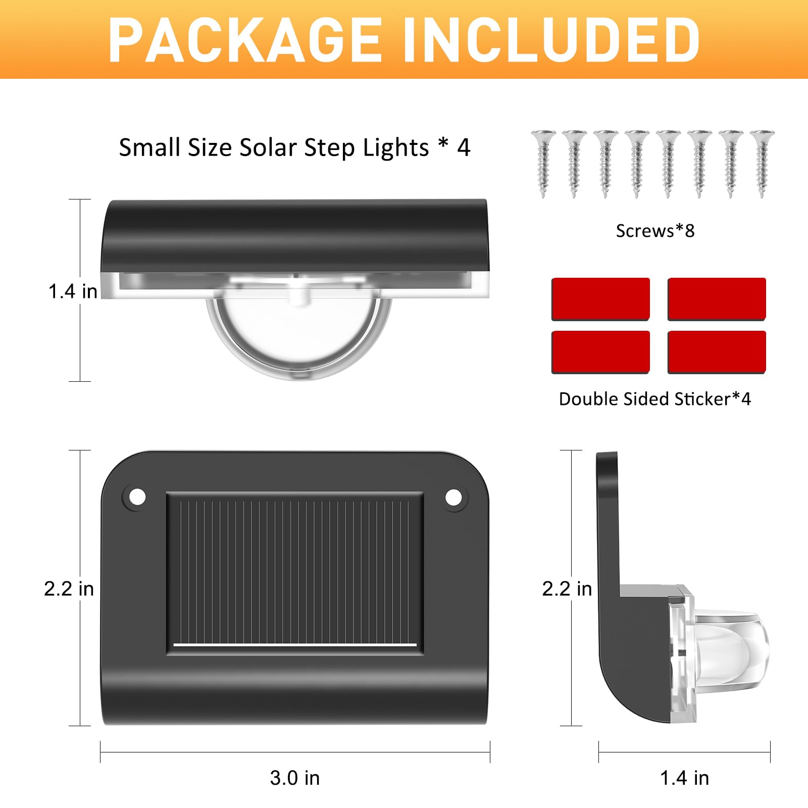 Agotd Solar Stair Lights Outdoor Waterproof  8 Pack Solar Step Lights For Outside Warm White Deck Lighting For Step  Stair  Porch  Railing  Patio  Yard  Front Door  Sidewalk  Poolside  Balcony