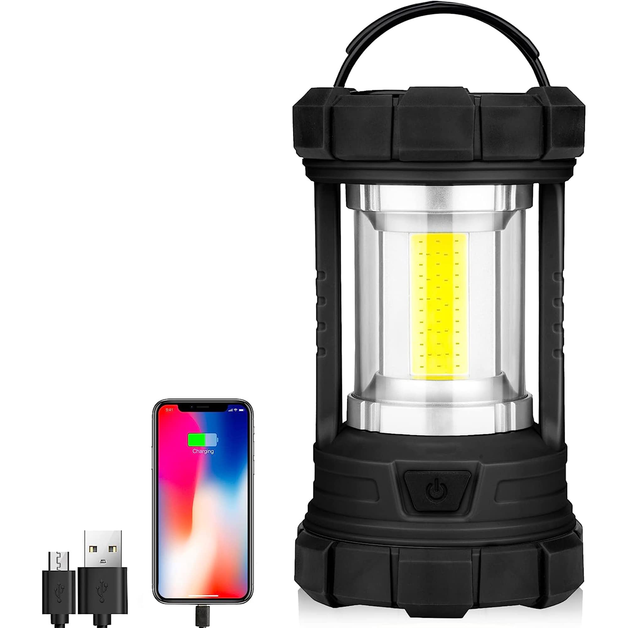 elesall LED Camping Lantern, 3000LM, Waterproof, 5 Light Modes, Rechargeable, ABS, Black, Model DA-Y-5231-6663