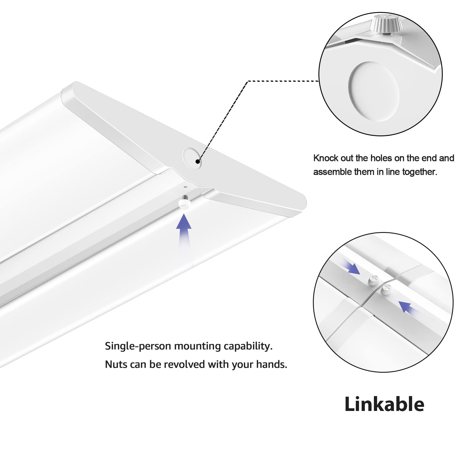 Antlux 72W 4Ft Led Wraparound Office Light Ultra Slim, 8000 Lumens, Led Garage Lights Flush Mount, 4000K, No Glare, 4 Foot Wrap