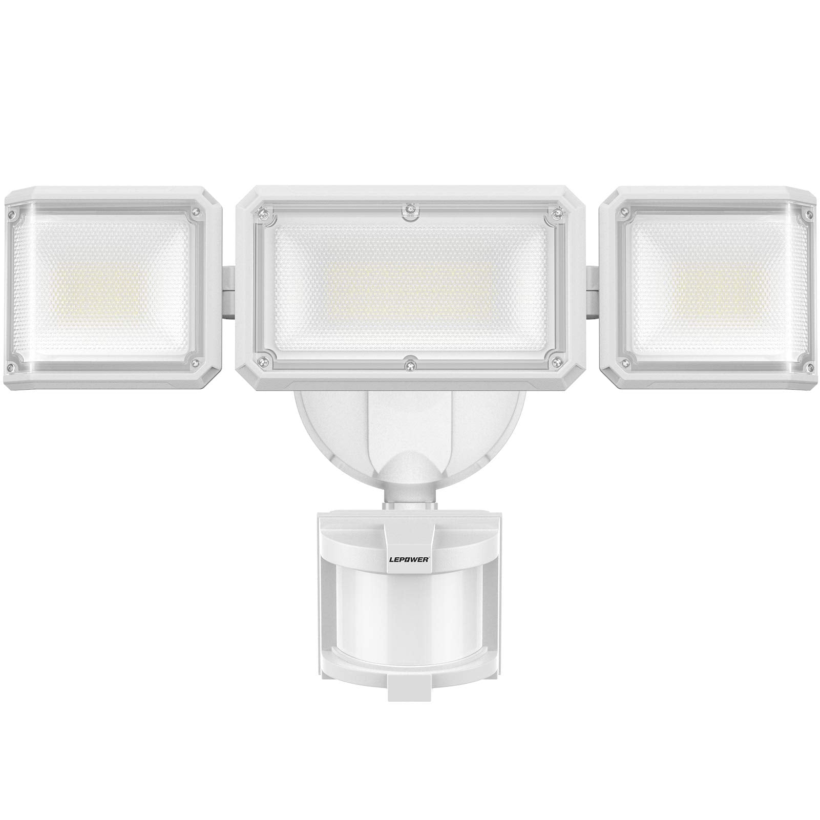 LEPOWER 45W Flood Light, Motion Sensor, 4800LM, Dusk to Dawn, 3 Modes, IP65 Waterproof, Aluminum, White, Model YY03A-WH