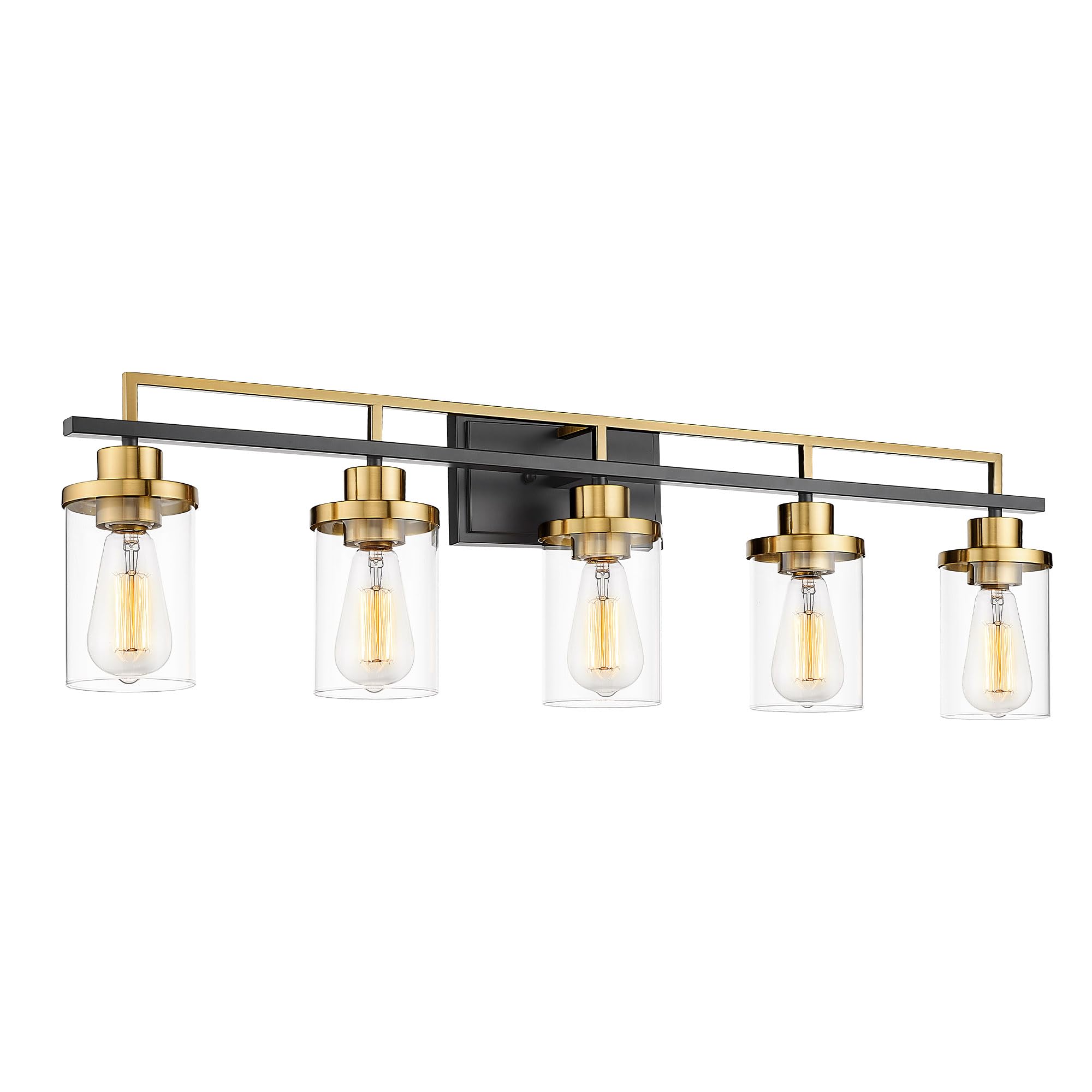 Emliviar 36 Inch 5-Light Bathroom Light Fixtures with Clear Glass Shade, Modern Vanity Lights Over Mirror for Bathroom, Bedroom,