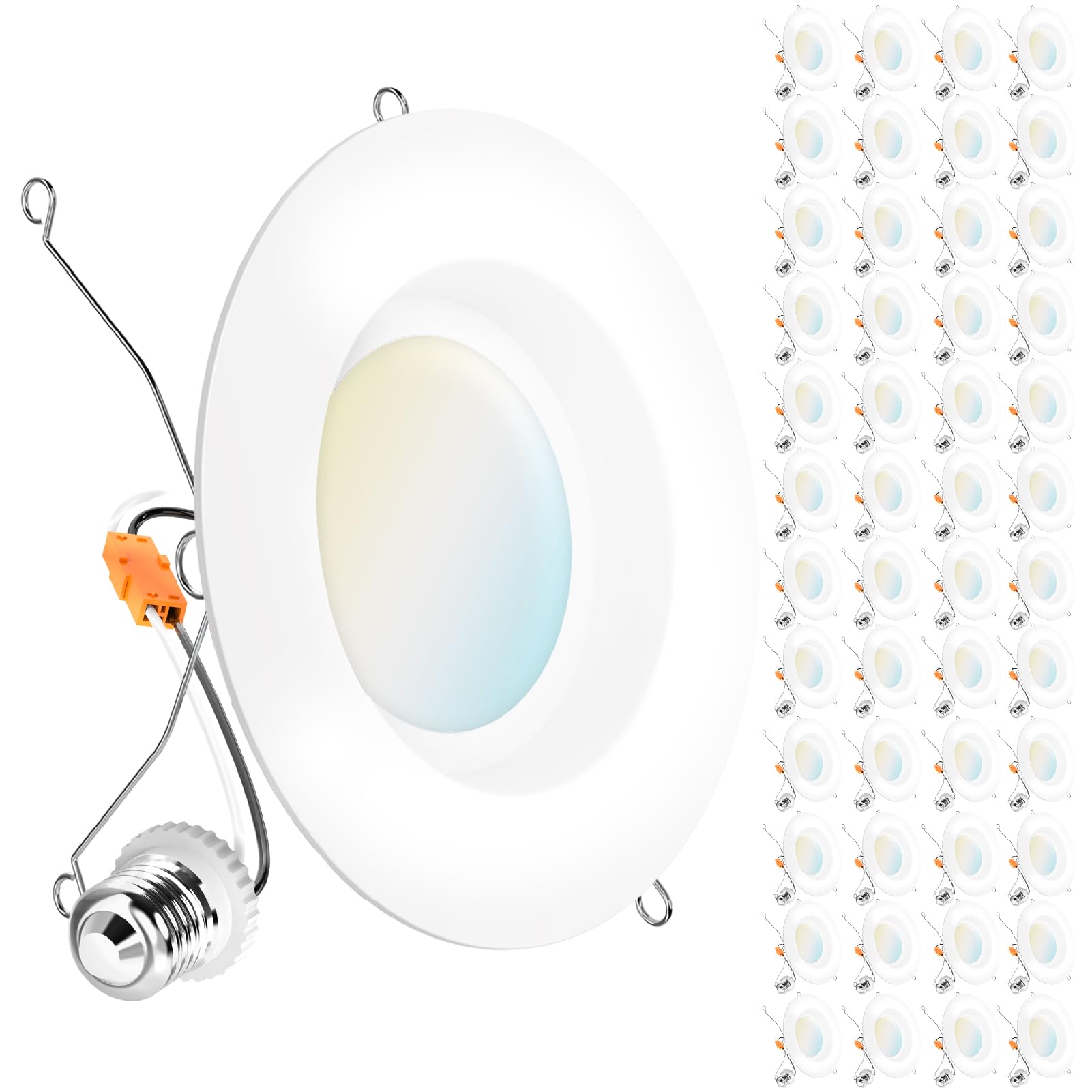 Sunco 48 Pack 6 Inch LED Can Lights, Retrofit Recessed Lighting, Smooth Trim, 965 LM, 13W (75W Equivalent), Selectable CCT 2700K