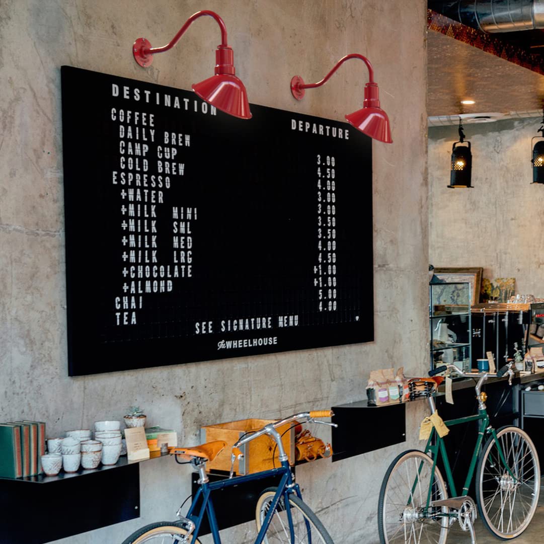 Steel Lighting Co. Venice Outdoor Sign Light - 9&quot; Dome, 23&quot; Gooseneck, Black/White, Made In