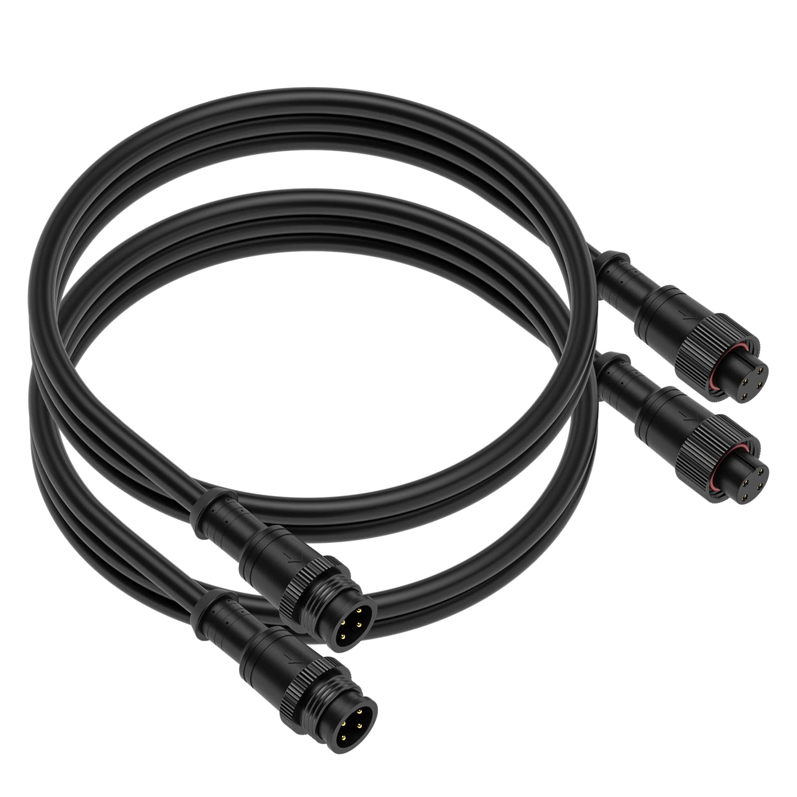 Btf-Lighting 6.56Ft 4 Pin 0.5Mm/20Awg Ip68 Extension Cable Wire With Male And Female Connectors For Rgb 5050 Ws2815 Ws2805 Etc Led Strip 15Mm Metal Nut Big Size Home Lighting Connector